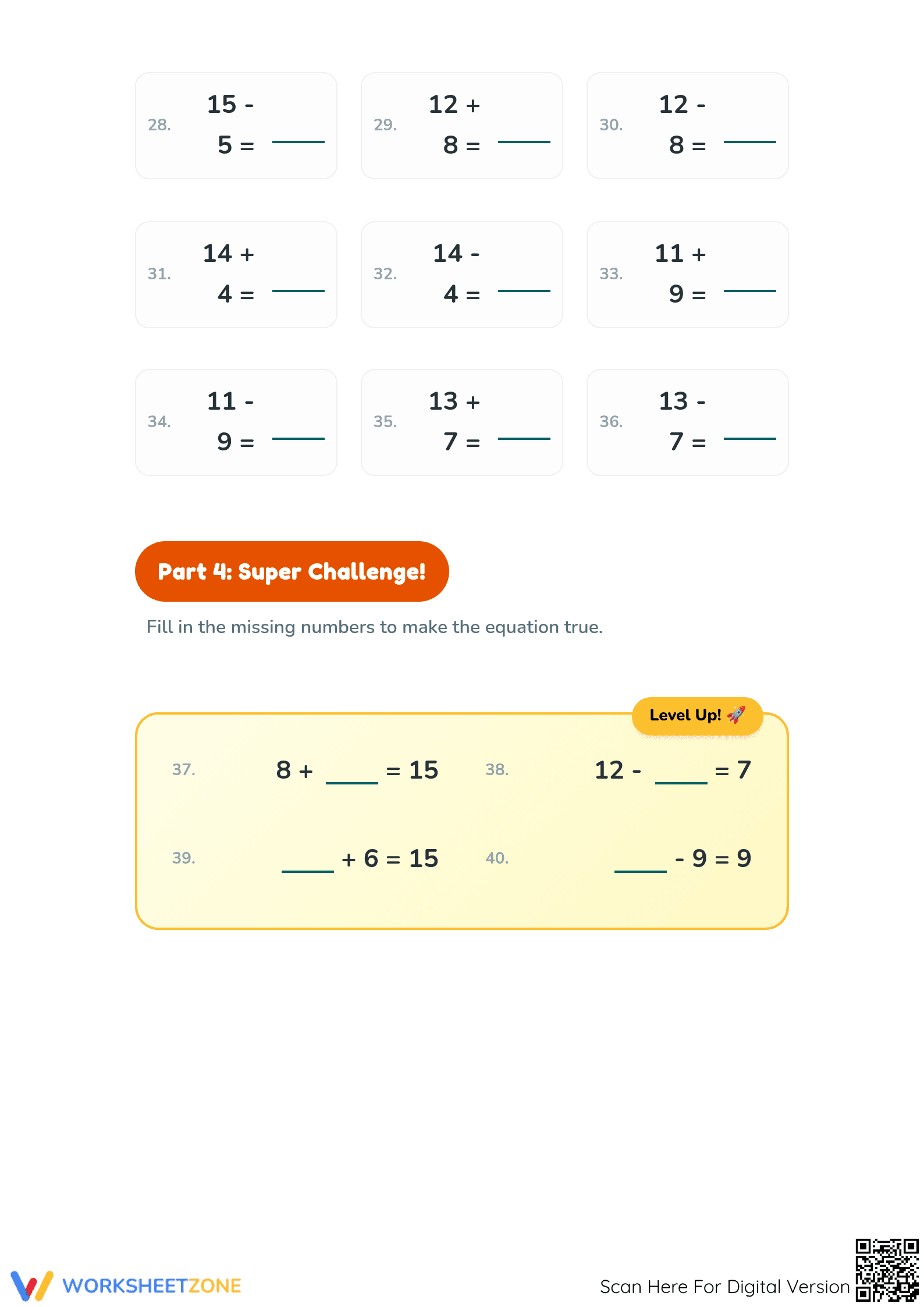 Essential Mental Math Fluency: Addition & Subtraction within 20 - Page 3