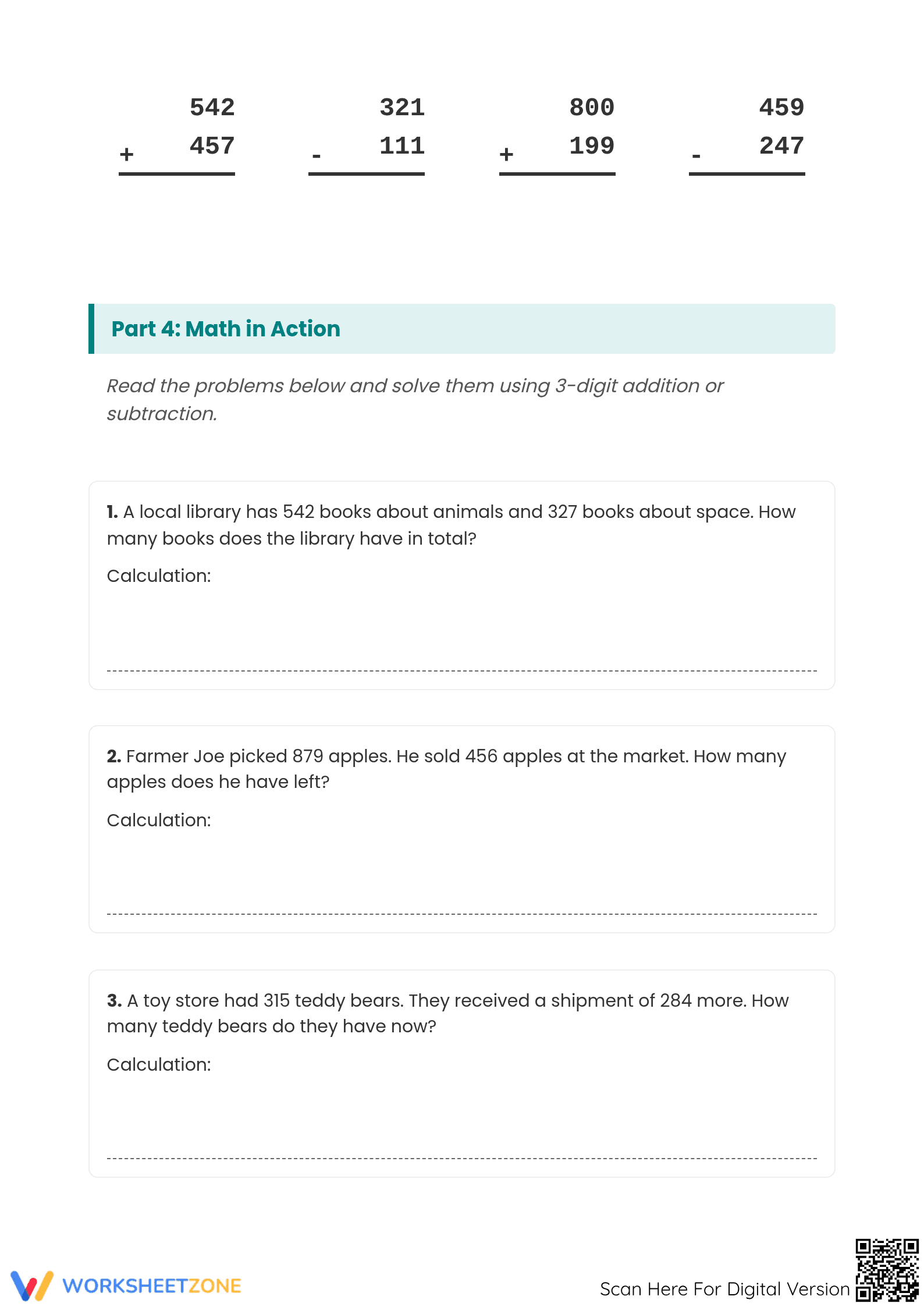 Essential 3-Digit Addition and Subtraction Practice Packet - Page 3
