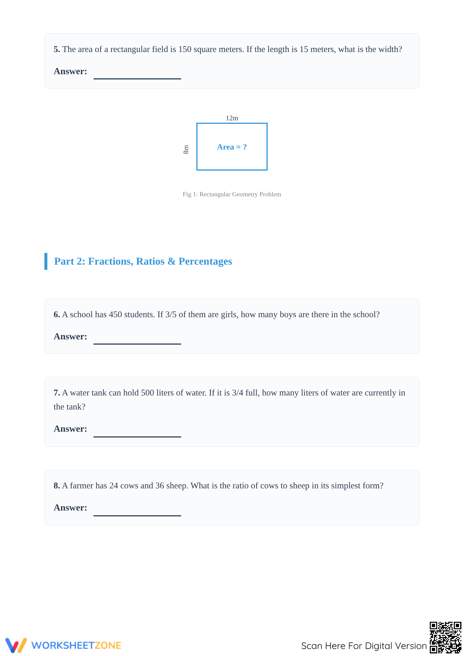 Essential Grade 5 Math Word Problems Worksheet (Set 1) - Page 2