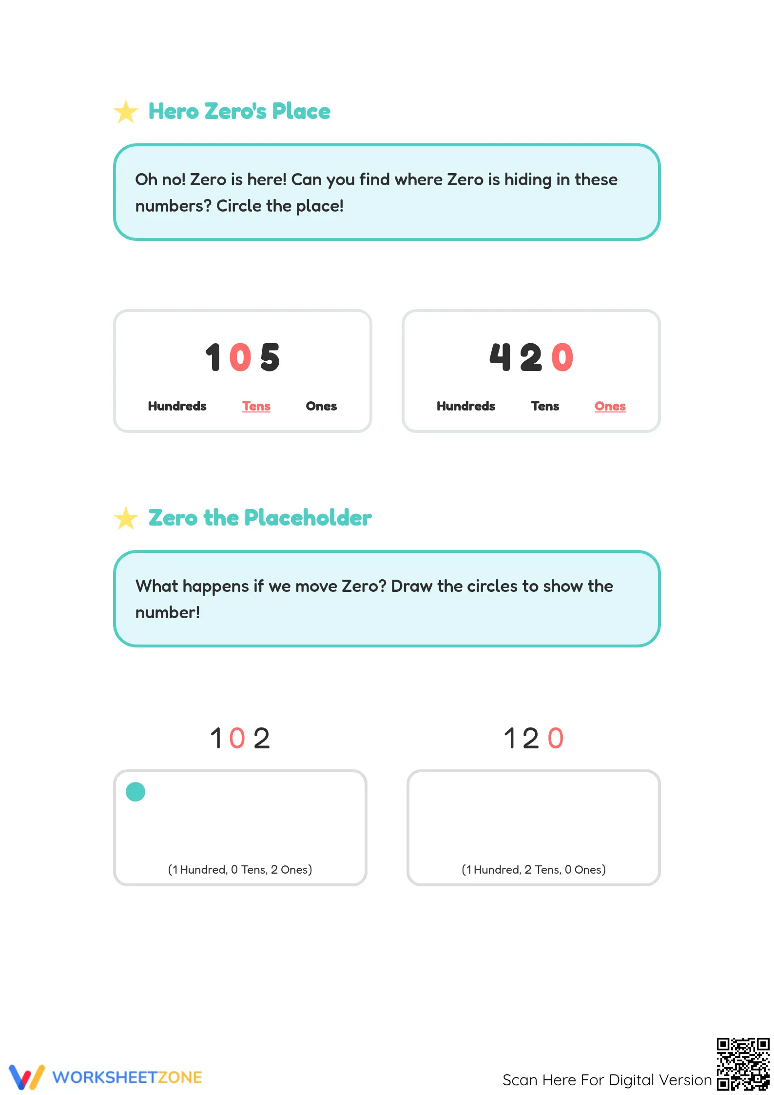A Place for Zero: Essential 3-Digit Place Value Worksheet - Page 2