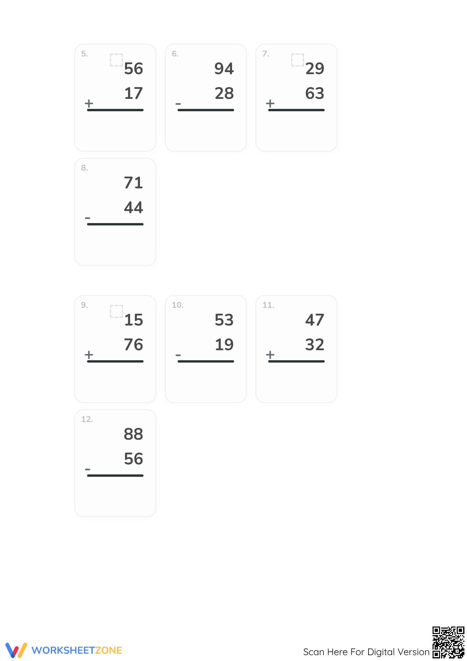Essential 2-Digit Addition and Subtraction Worksheet - Page 2