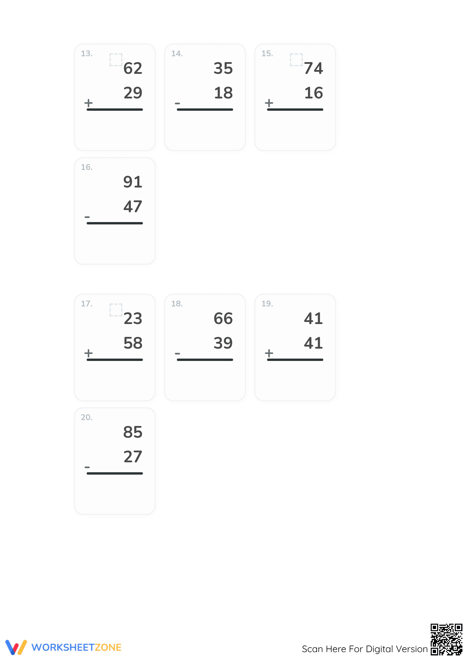 Essential 2-Digit Addition and Subtraction Worksheet - Page 3