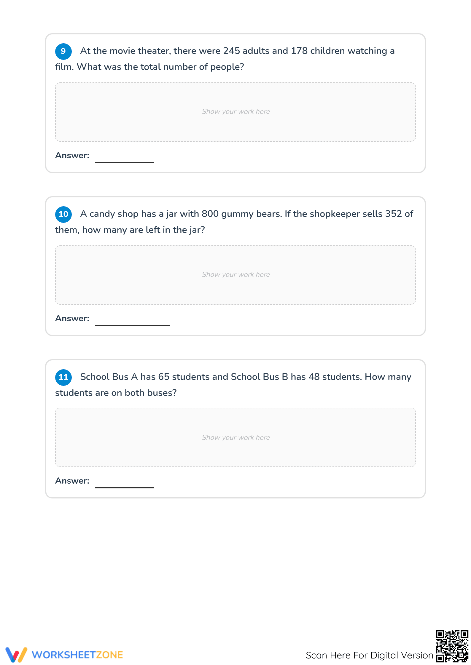 Essential Grade 3 Mixed Addition and Subtraction Word Problems - Page 4