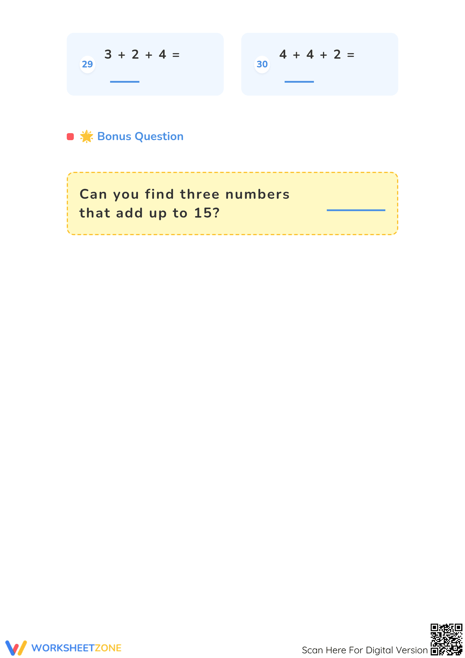 Printable Addition of 3 Numbers Worksheet | Grade 1-2 - Page 4