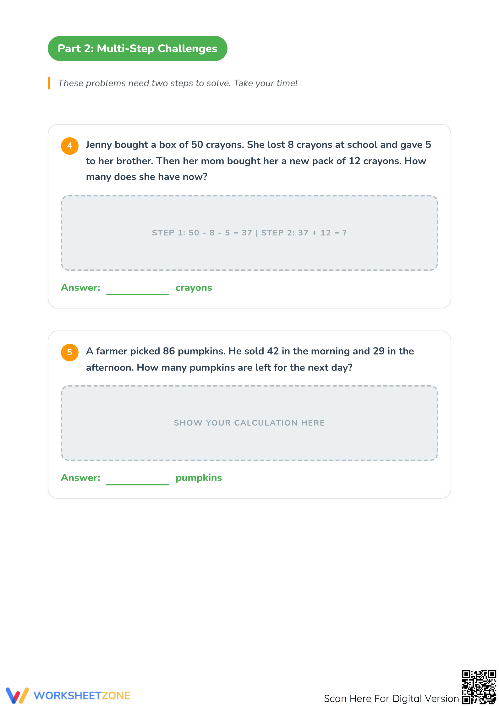 Essential Grade 3 Multi-Step Math Word Problems Printable - Page 3