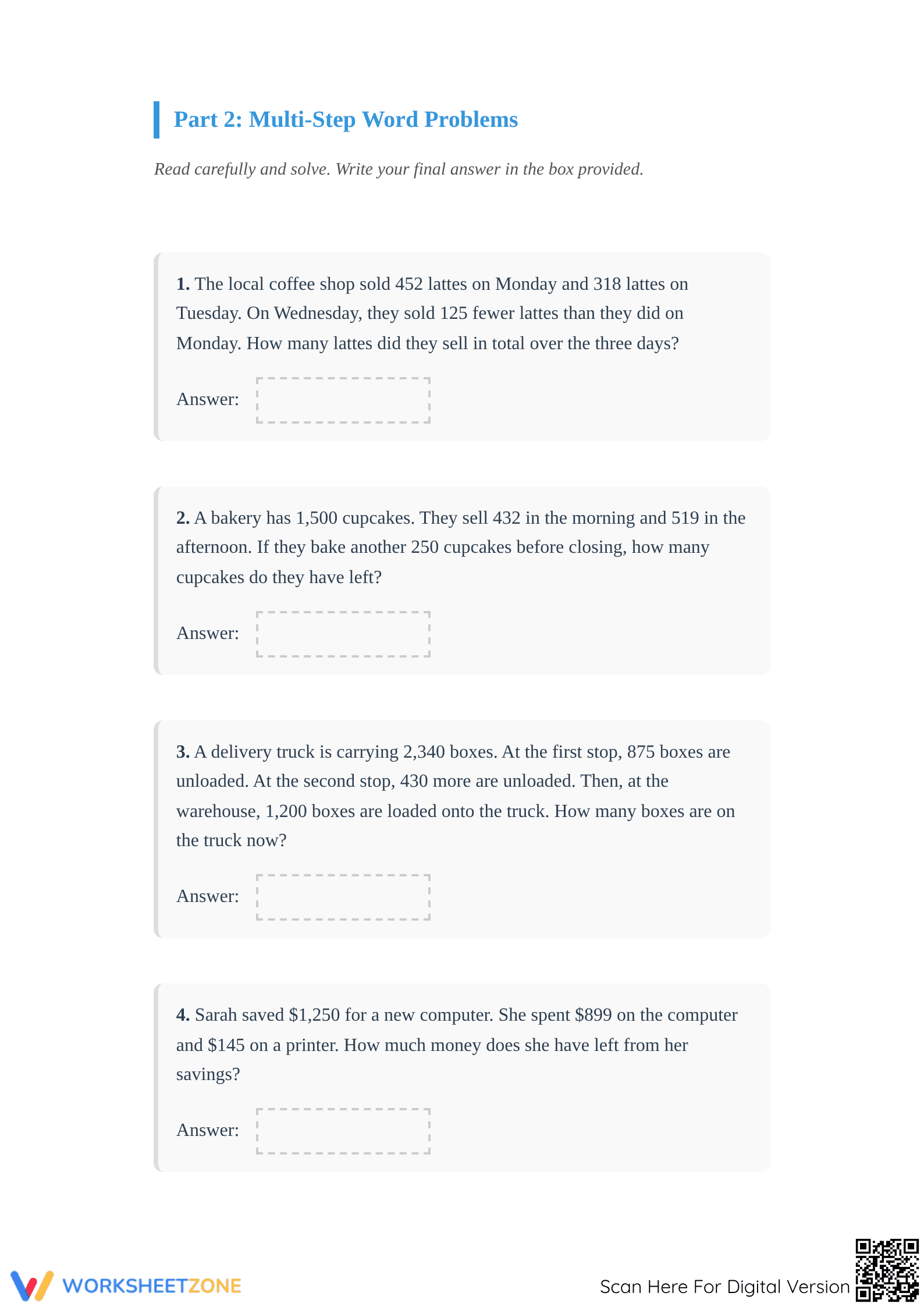Printable Math Computation 2 Assessment | Grade 4 Aligned - Page 2