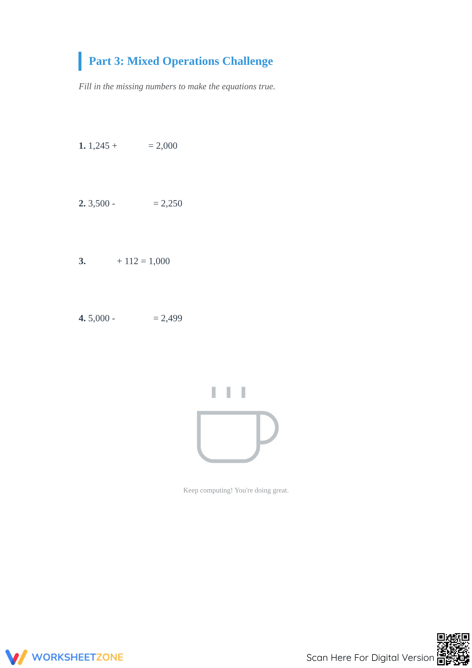 Printable Math Computation 2 Assessment | Grade 4 Aligned - Page 3