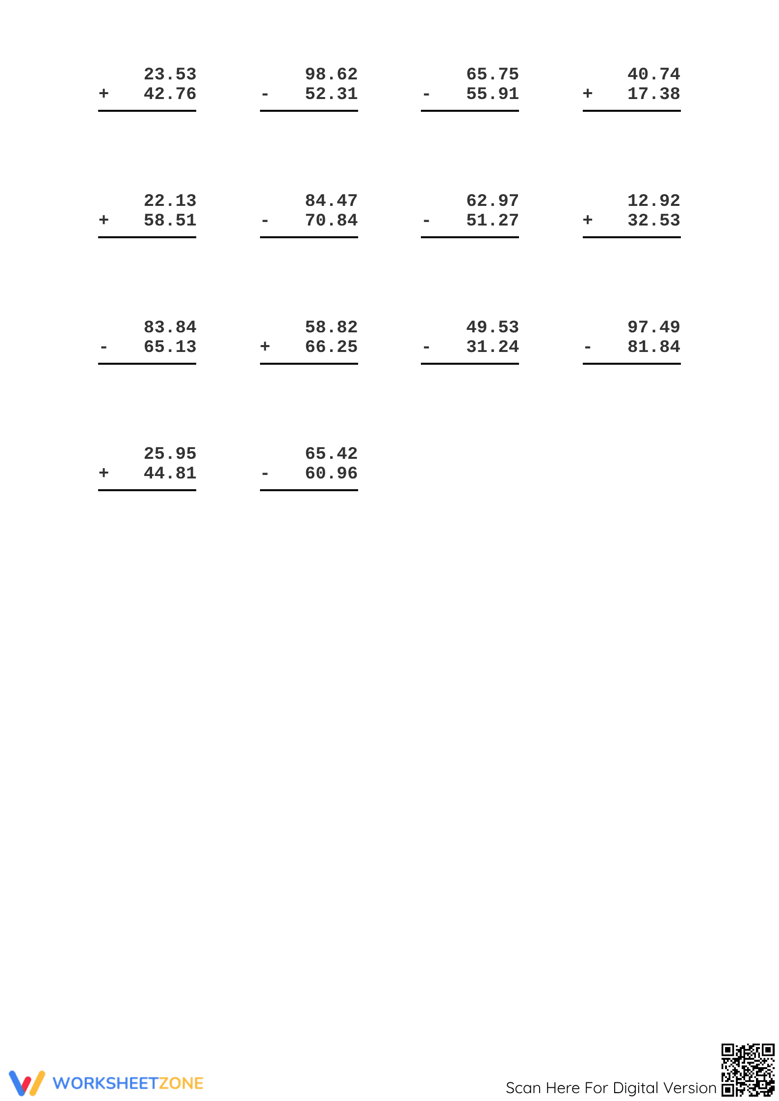 Essential Grade 6 Addition and Subtraction Worksheet - Page 2
