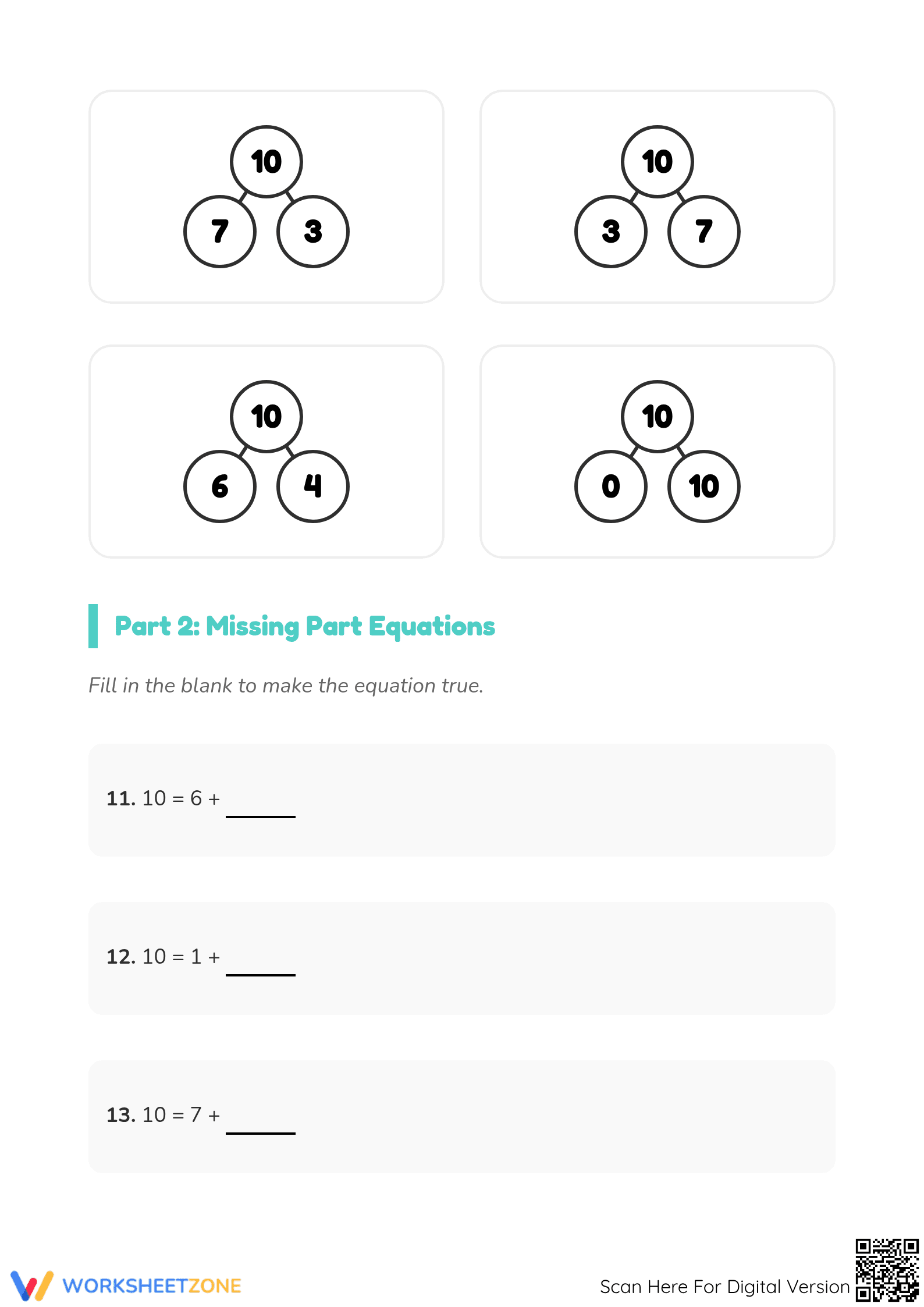 Essential Friends of 10 Number Bonds Worksheet | Grade 1 - Page 2