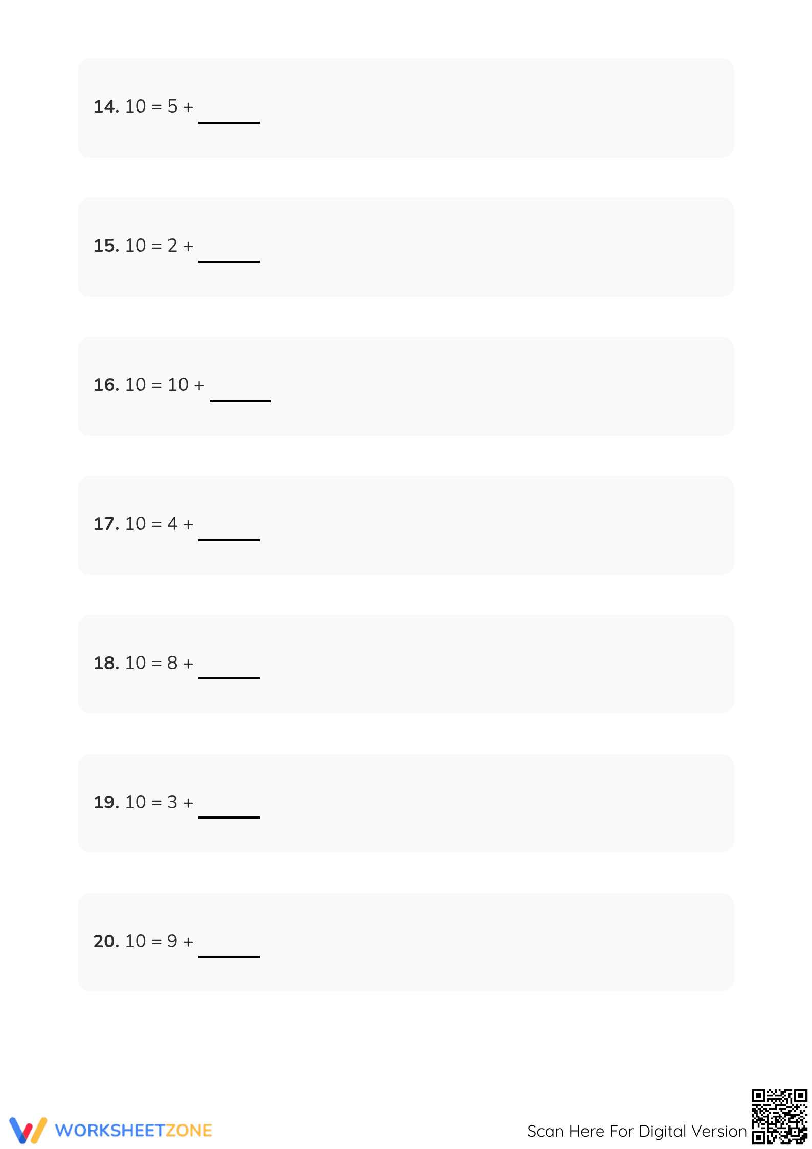 Essential Friends of 10 Number Bonds Worksheet | Grade 1 - Page 3