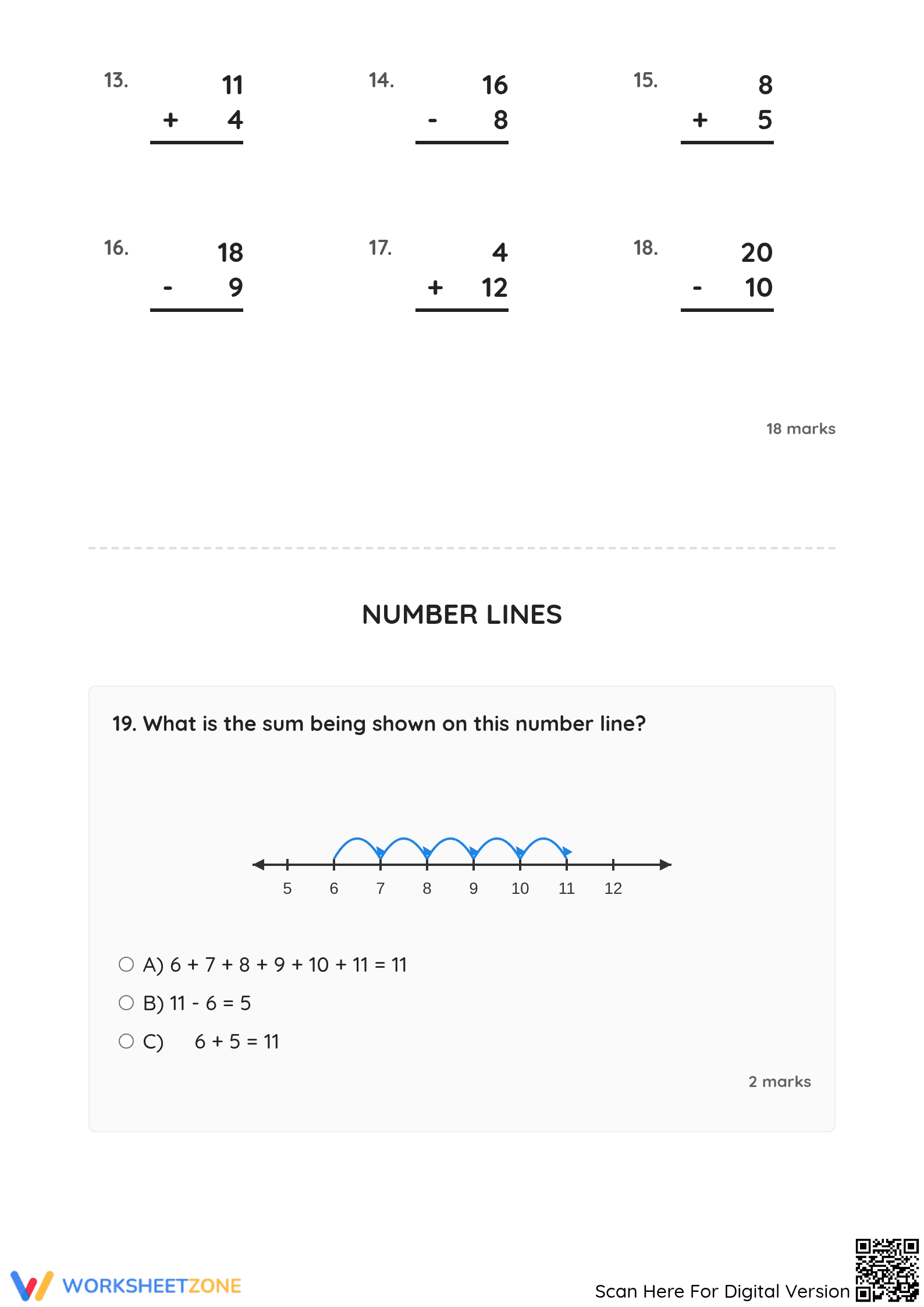 Mental Math Test Worksheet | Essential Grade 2-4 Math Practice - Page 2