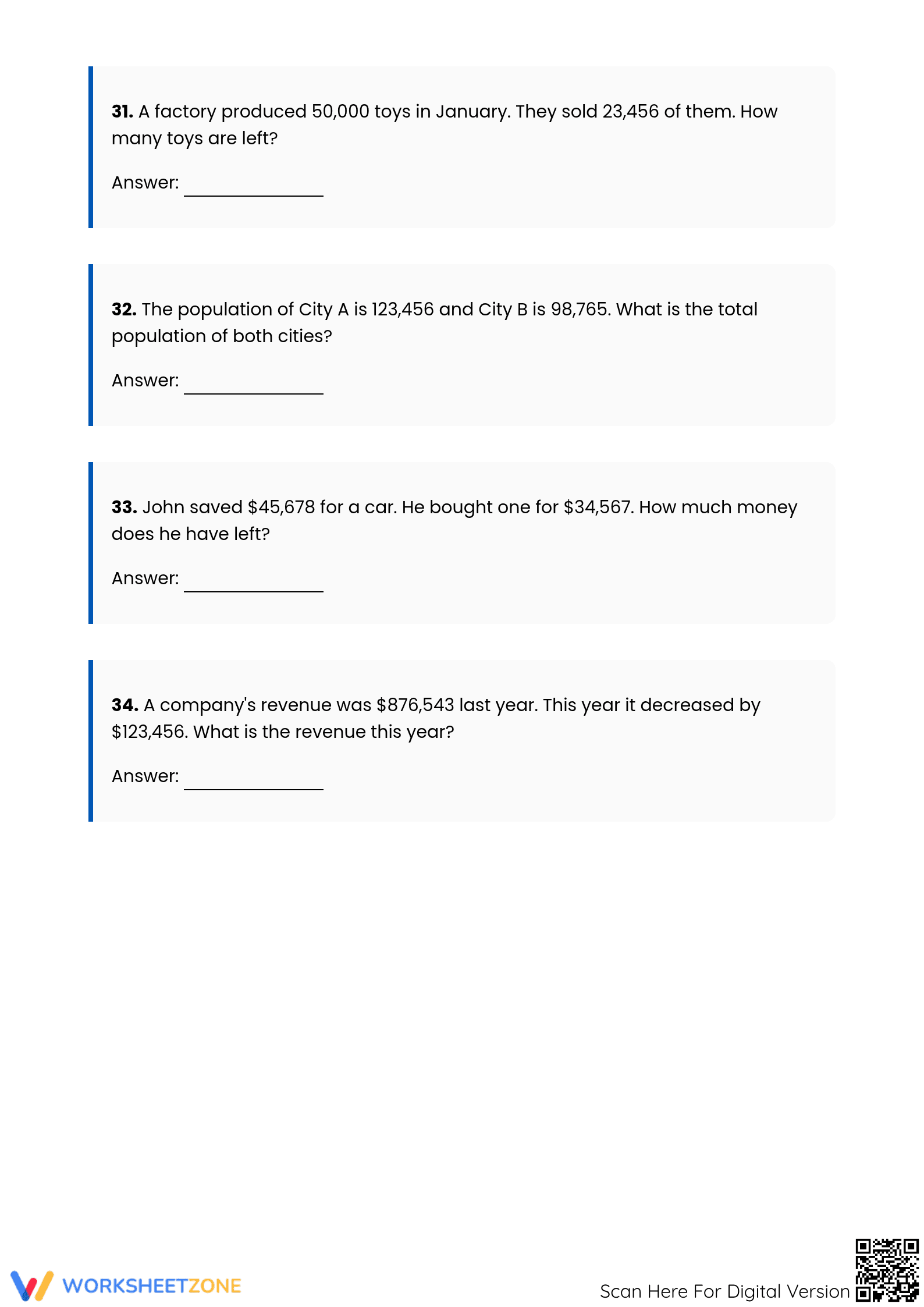 Essential Grade 5 Addition & Subtraction Practice Worksheet - Page 3