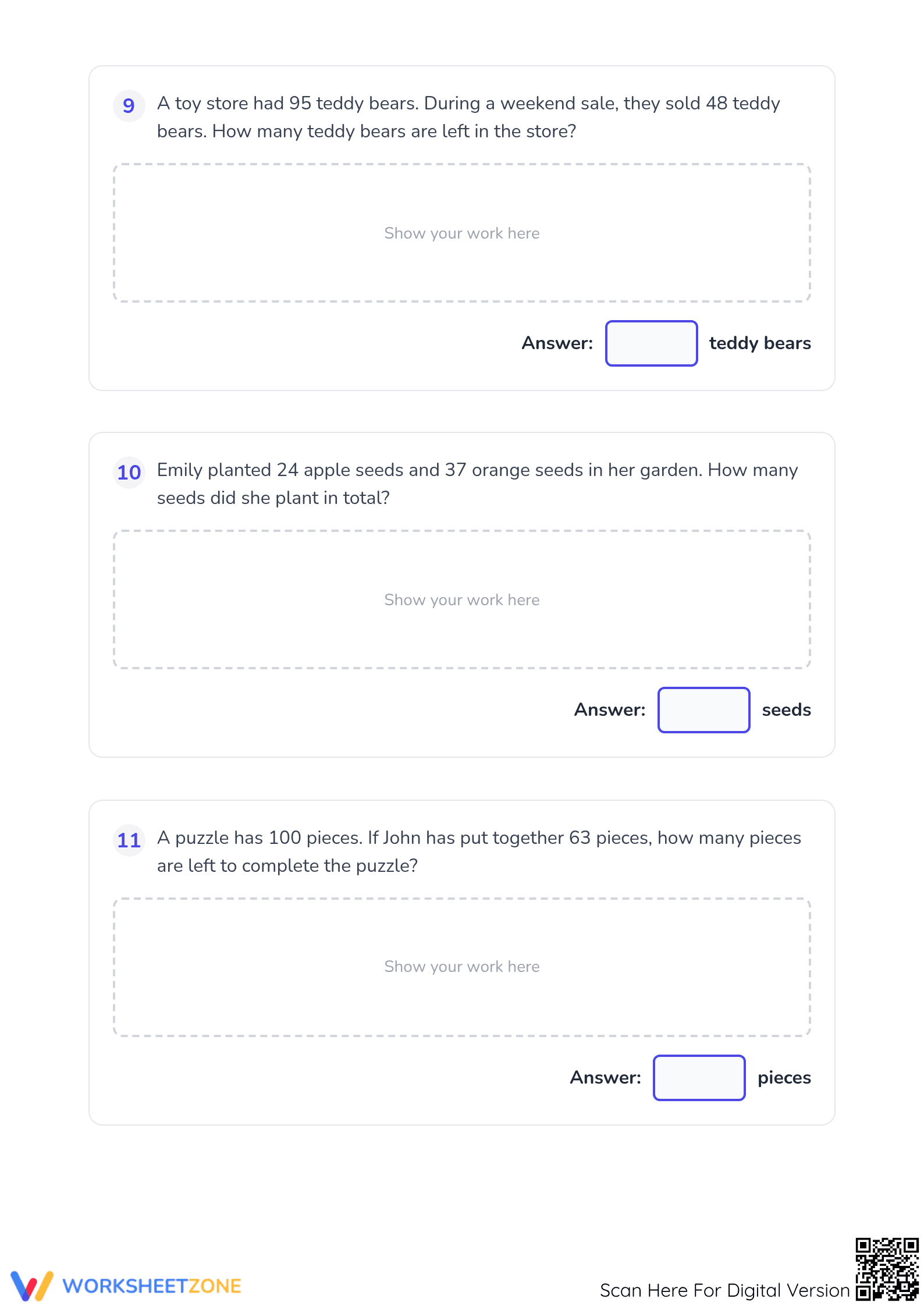 Essential Grade 2-3 Addition & Subtraction Word Problems - Page 4