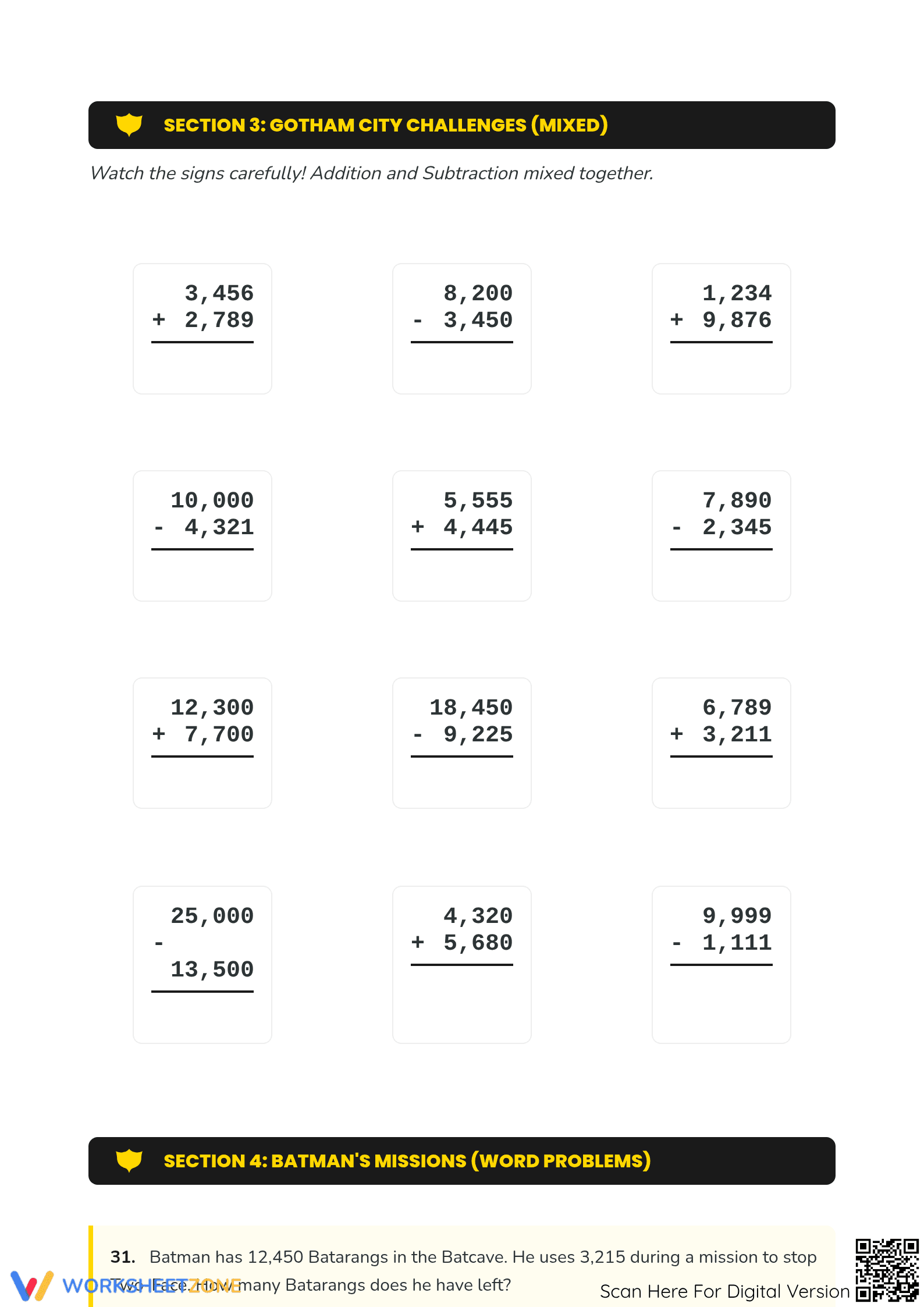 Essential Batman Math Worksheet | Grade 5 Aligned - Page 3