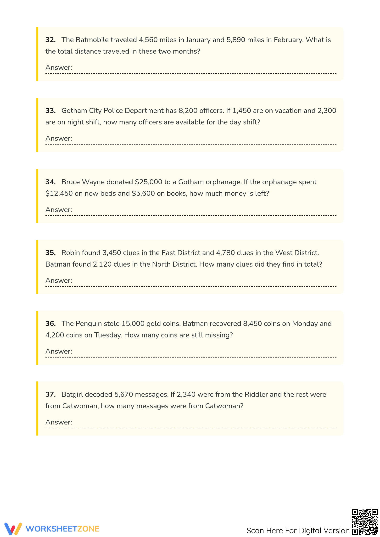 Essential Batman Math Worksheet | Grade 5 Aligned - Page 4