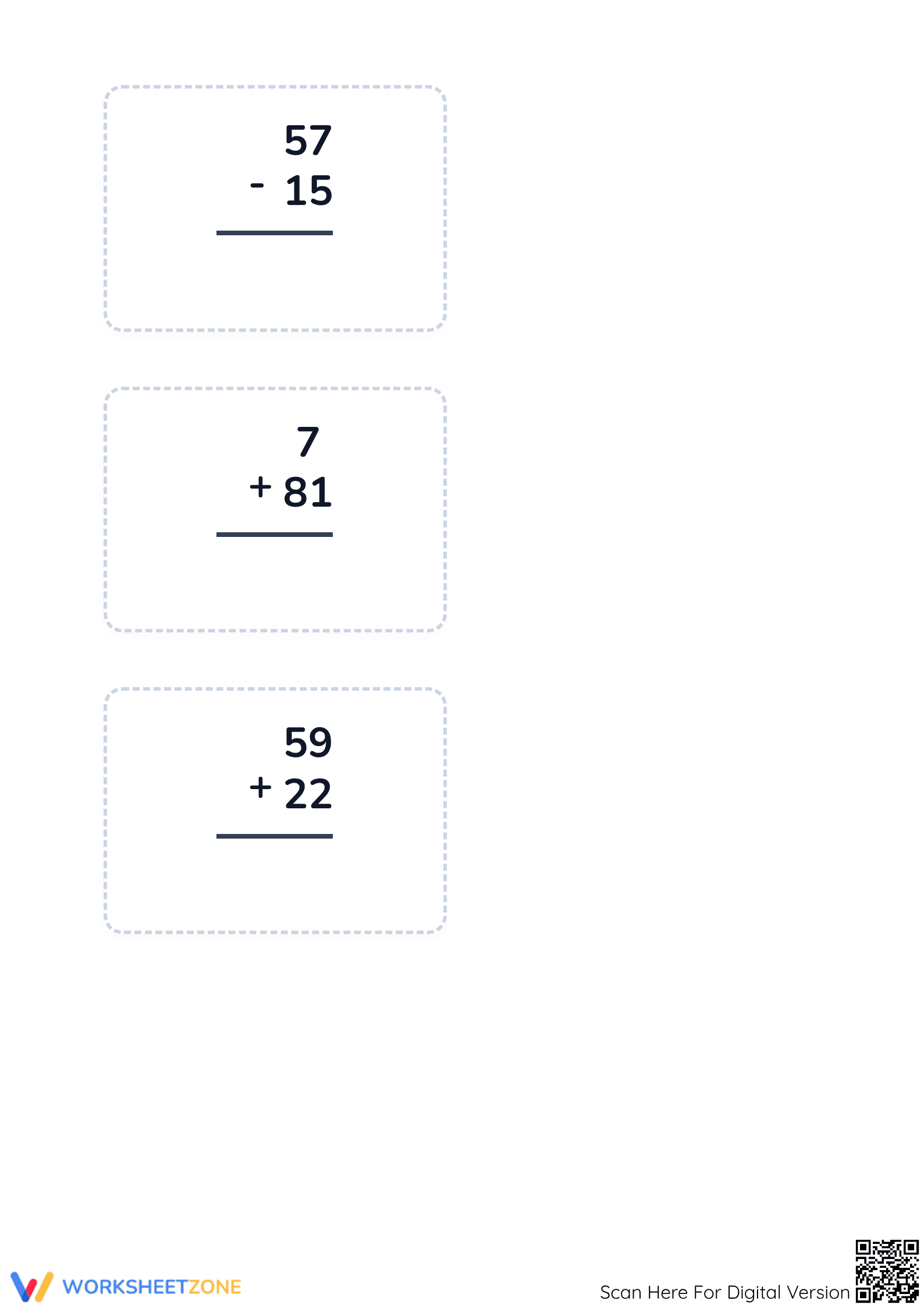 Printable Grade 2 Add & Subtraction Within 100 Worksheet - Page 3
