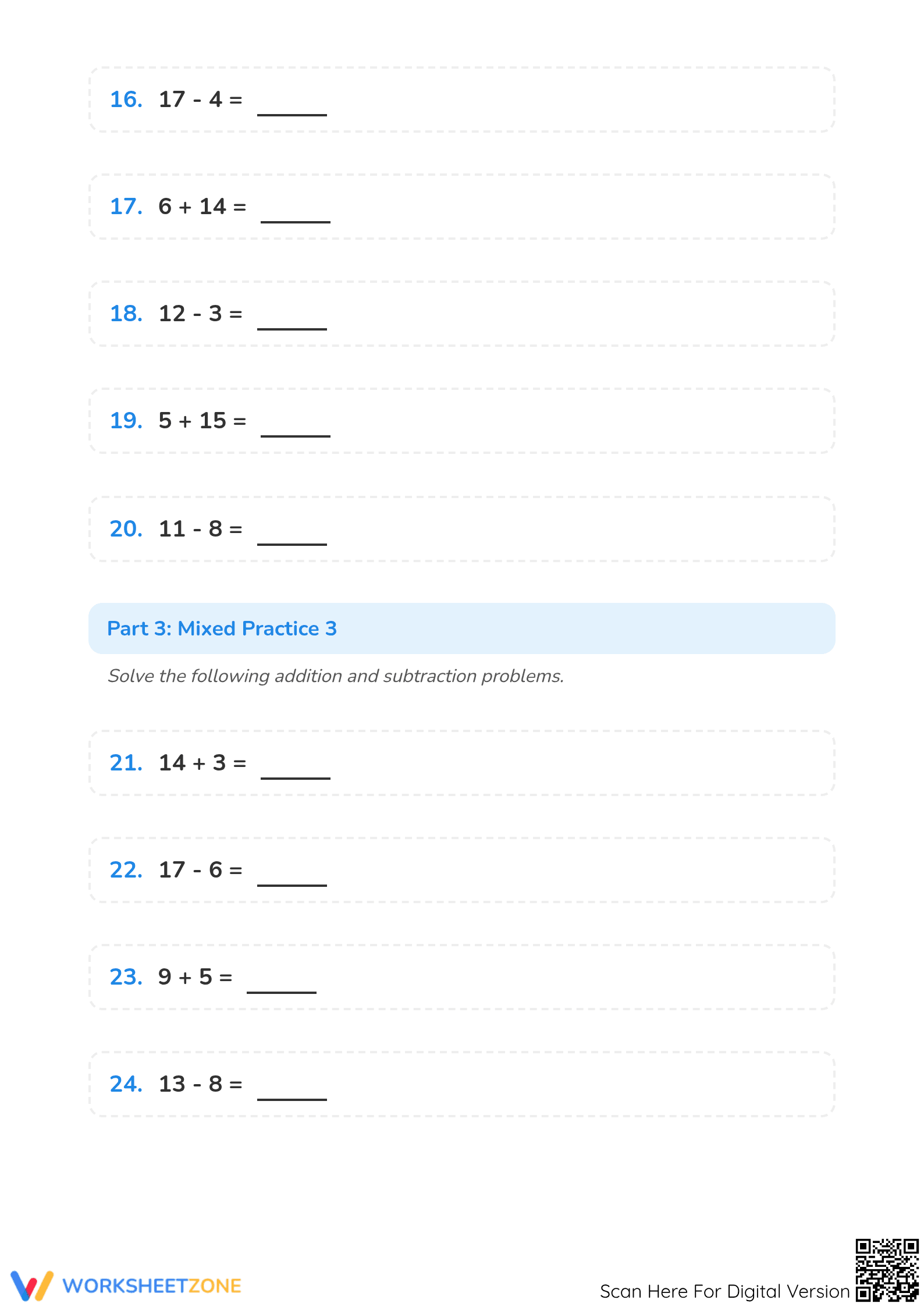 Grade 1 Addition and Subtraction — Printable Ready Worksheet - Page 3