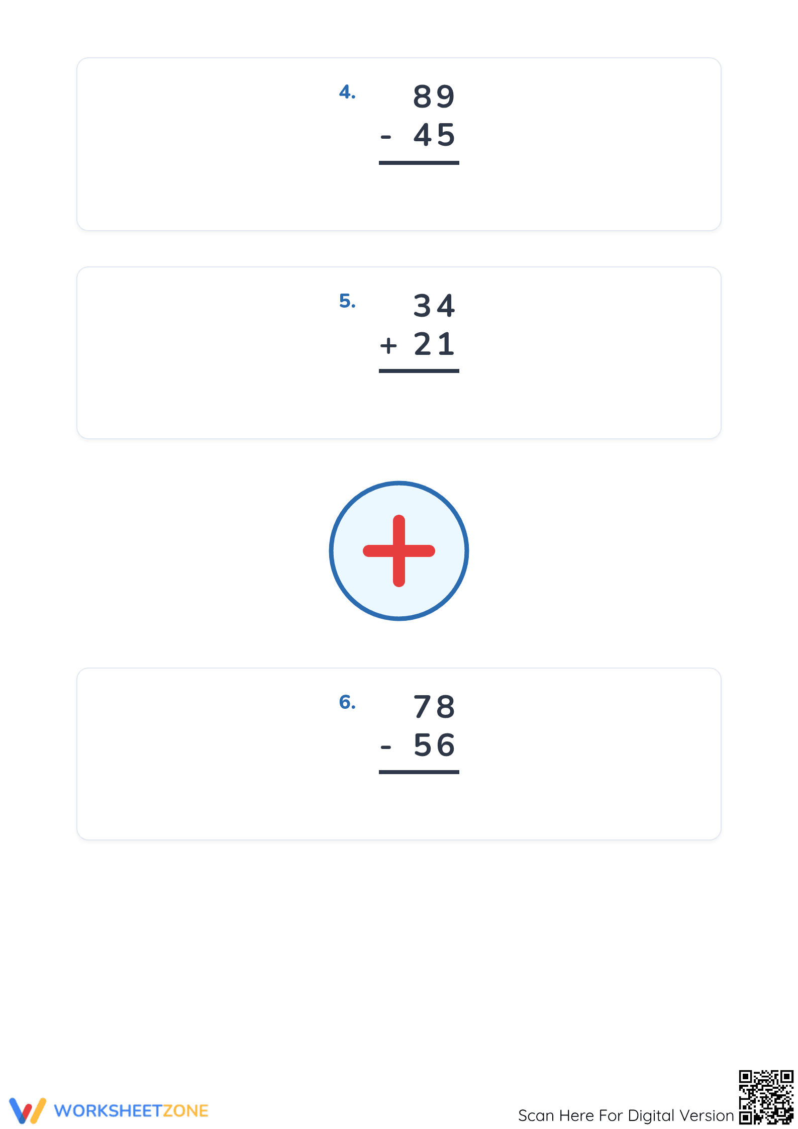 Printable Double Digit Addition and Subtraction Worksheet - Page 2