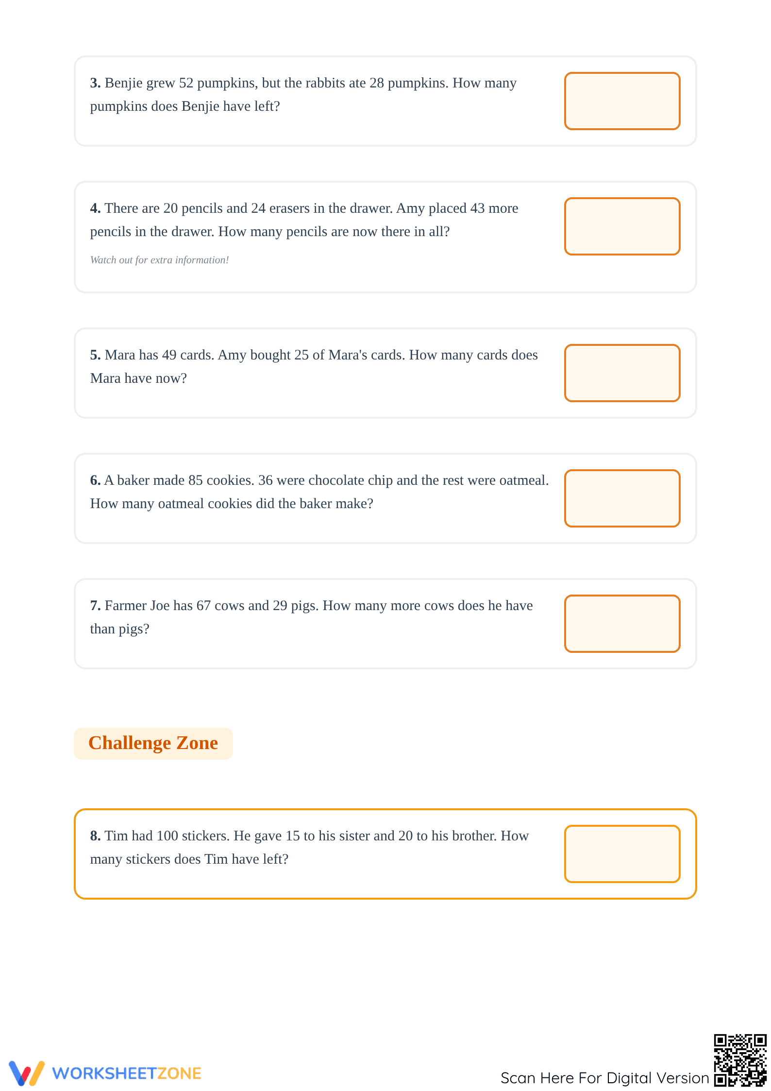 Essential Addition and Subtraction Word Problems Worksheet - Page 2