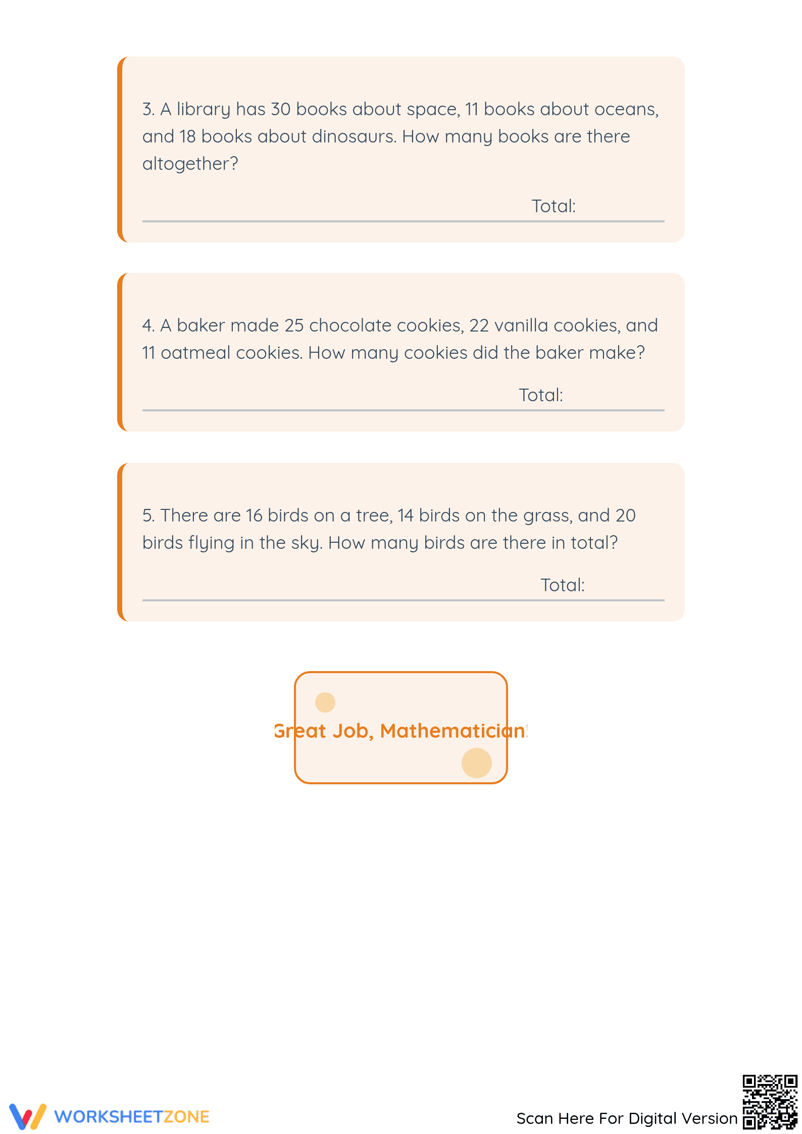 Printable Addition with 3 Numbers Worksheet | Grade 2-3 - Page 4