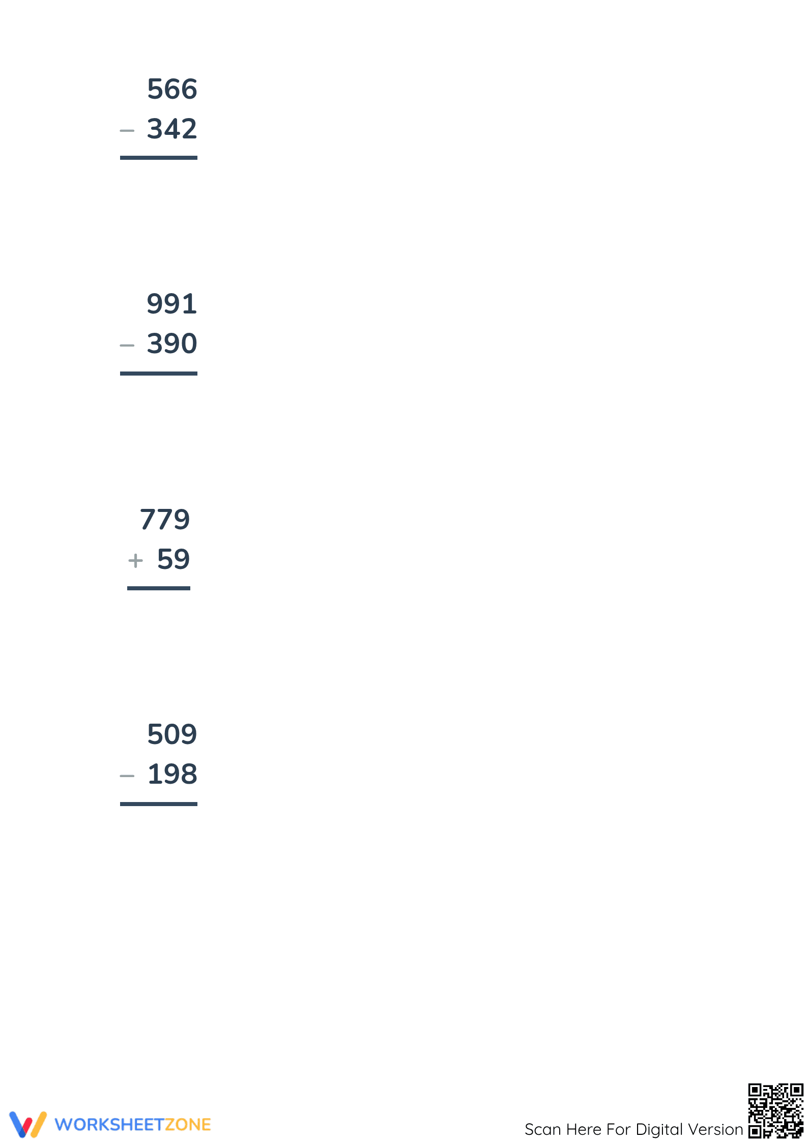 Printable Addition and Subtraction Within 1000 Practice - Page 2