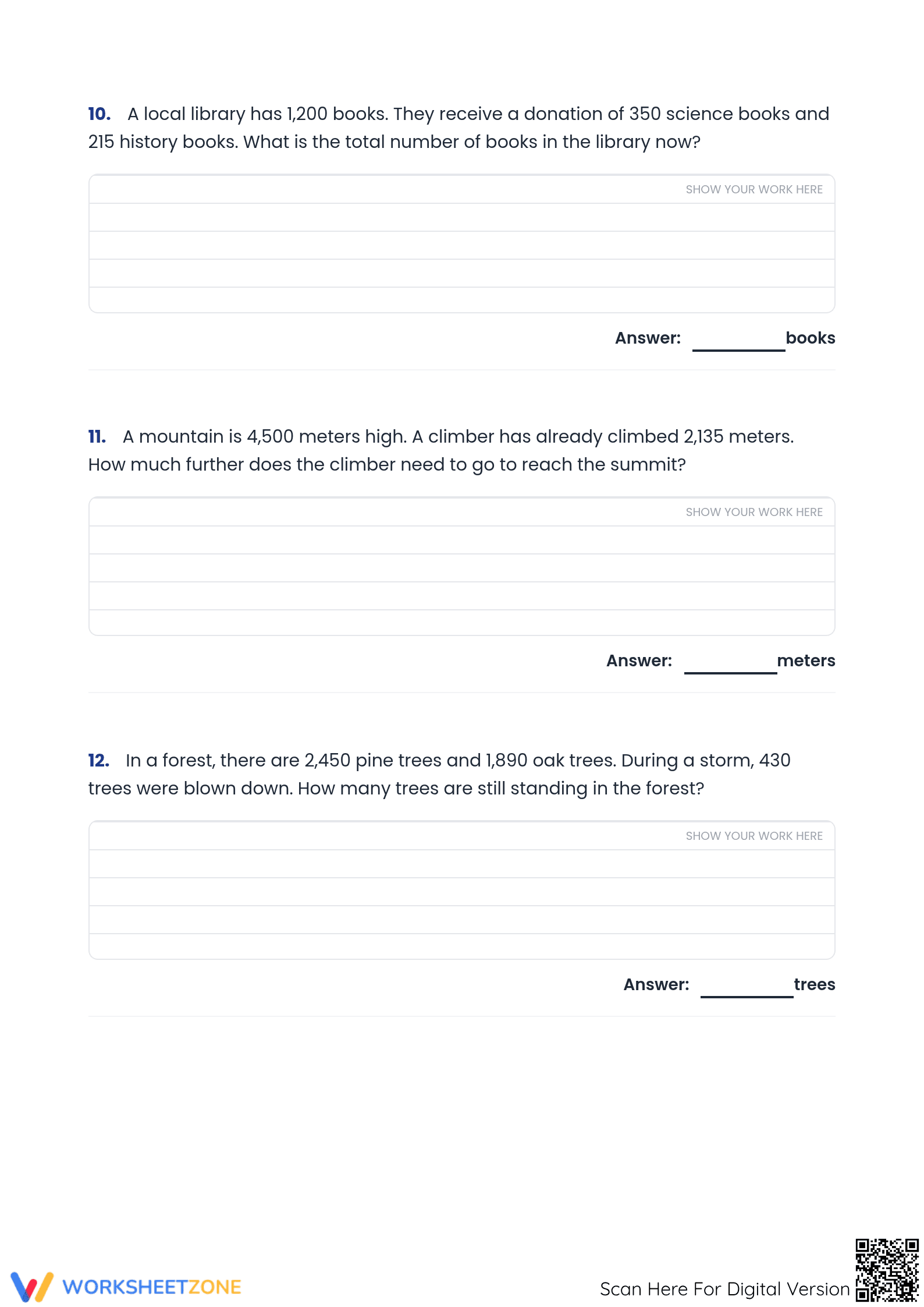Printable Multi-Digit Addition and Subtraction Worksheet - Page 4