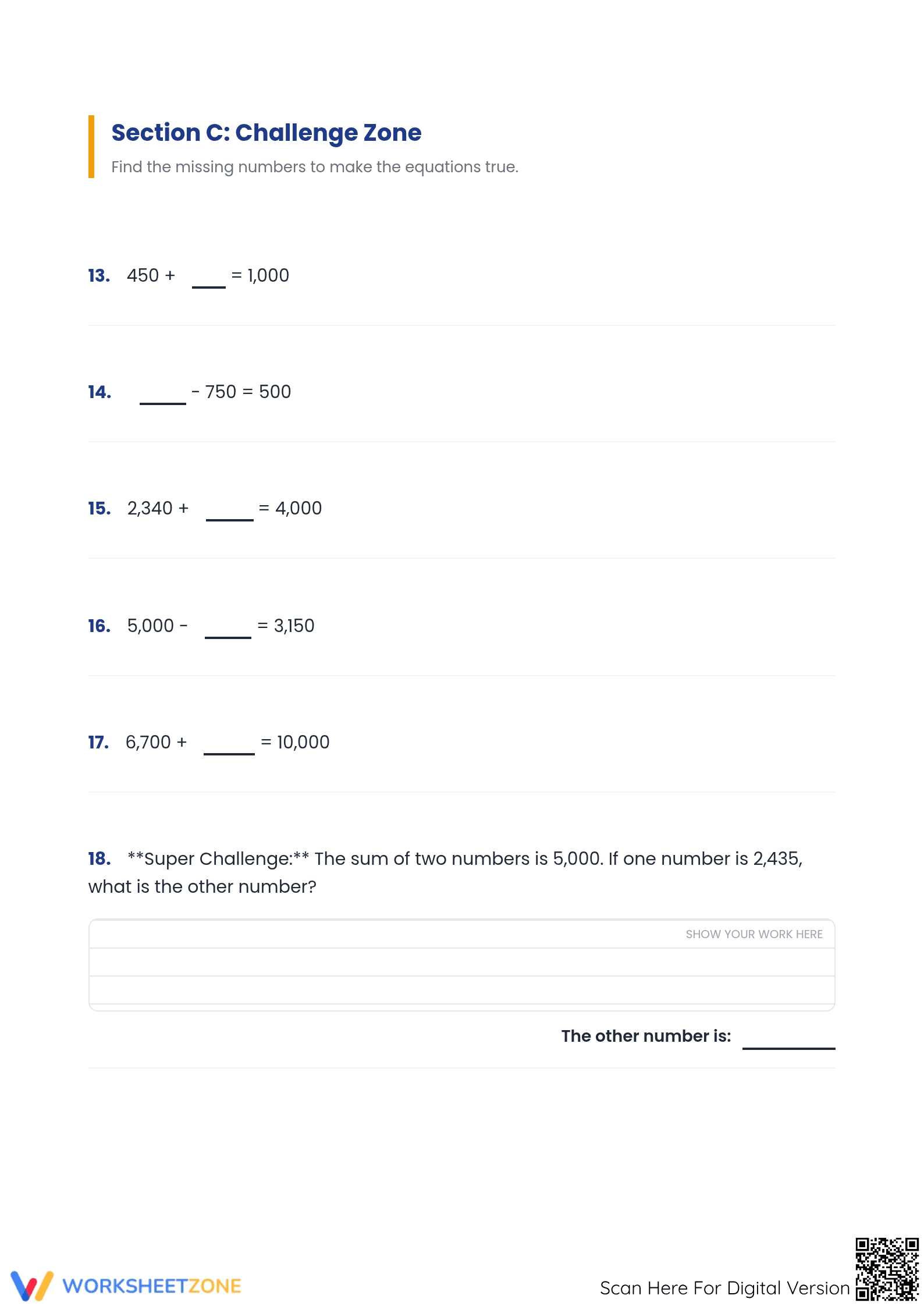 Printable Multi-Digit Addition and Subtraction Worksheet - Page 5