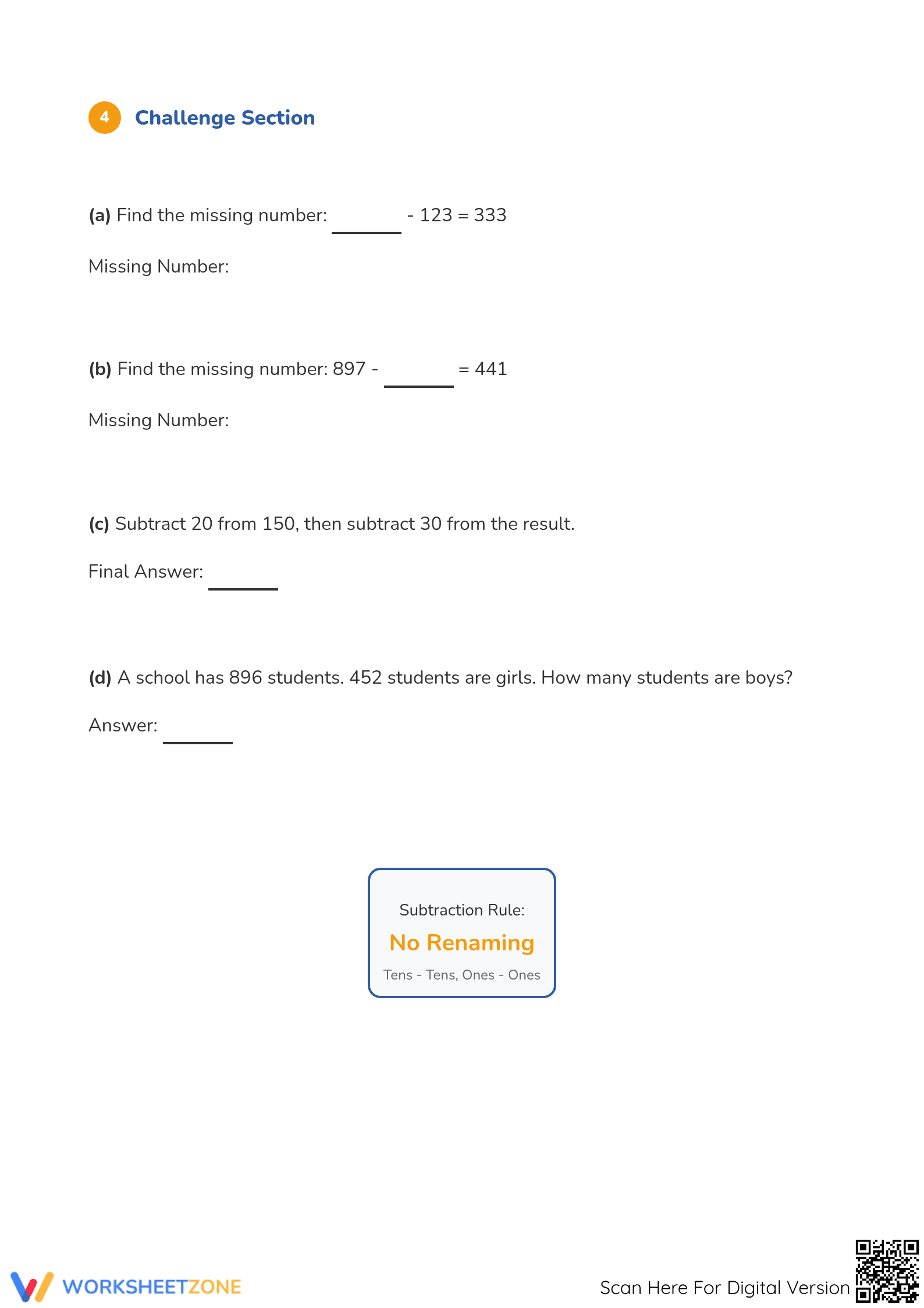 Essential Grade 2 Subtracting Without Renaming Worksheet - Page 3