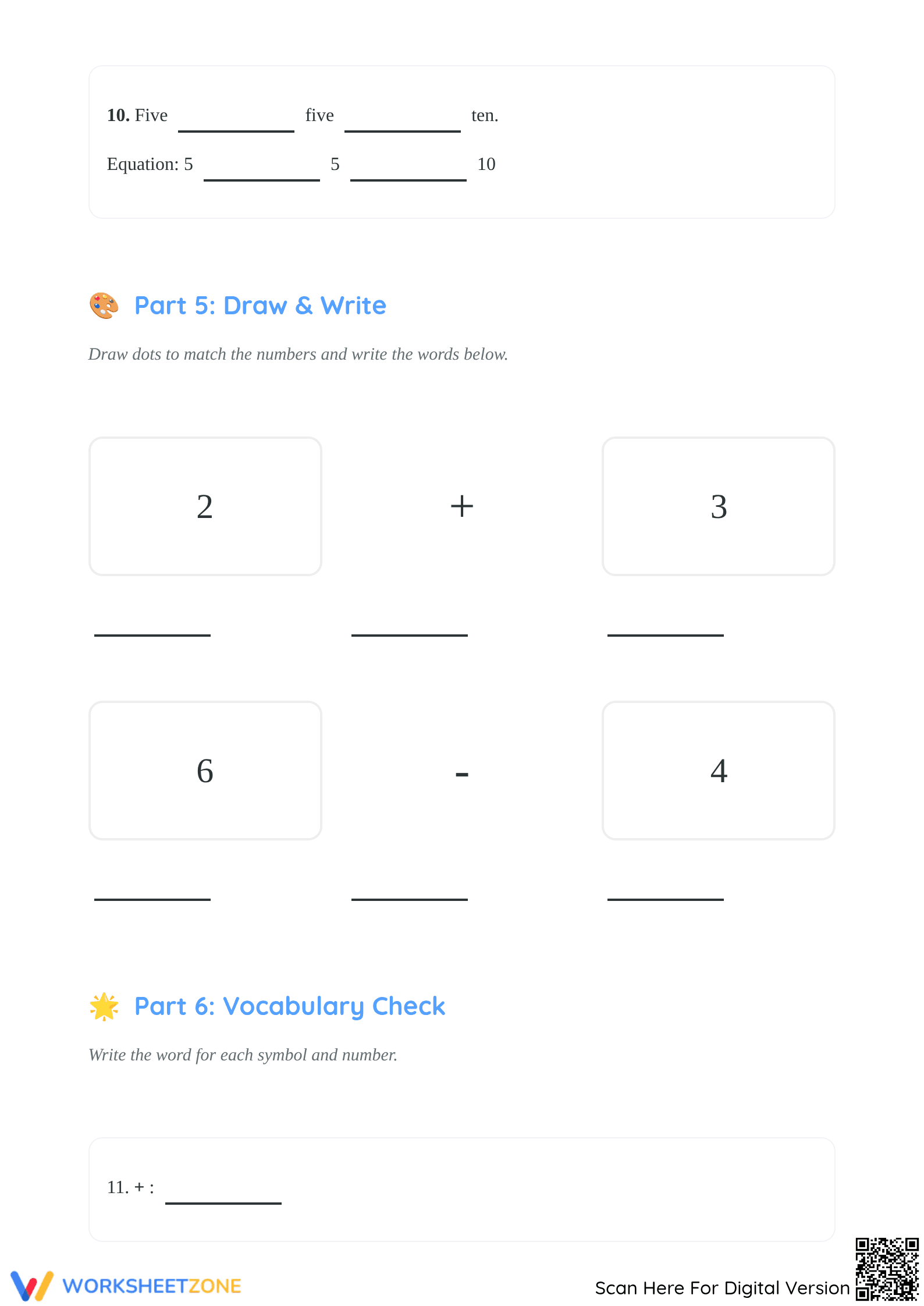 Grade 1 Math Symbols & Vocab Worksheet | Essential Practice - Page 4