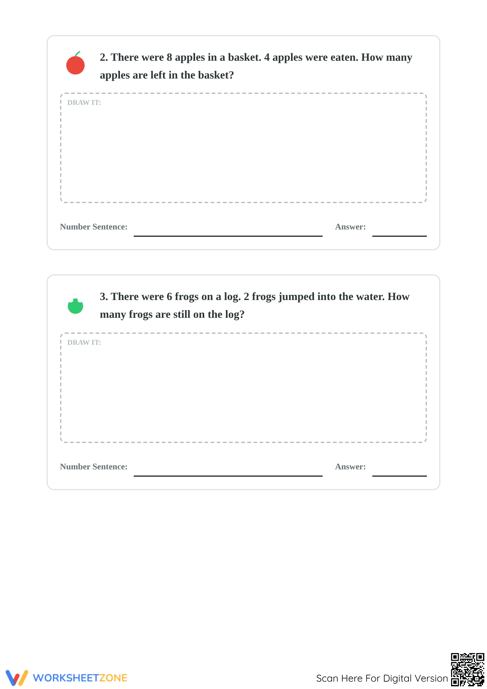 Grade 1 Math Story Problems — Printable No-Prep Worksheet - Page 2