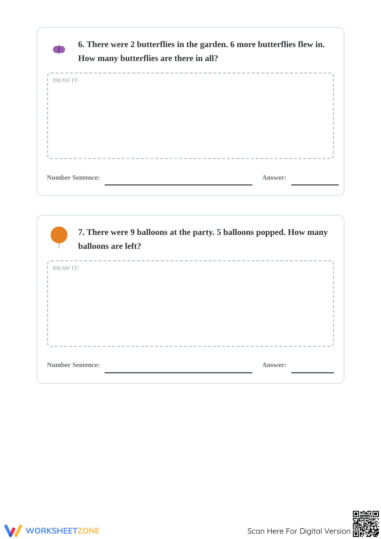 Grade 1 Math Story Problems — Printable No-Prep Worksheet - Page 4