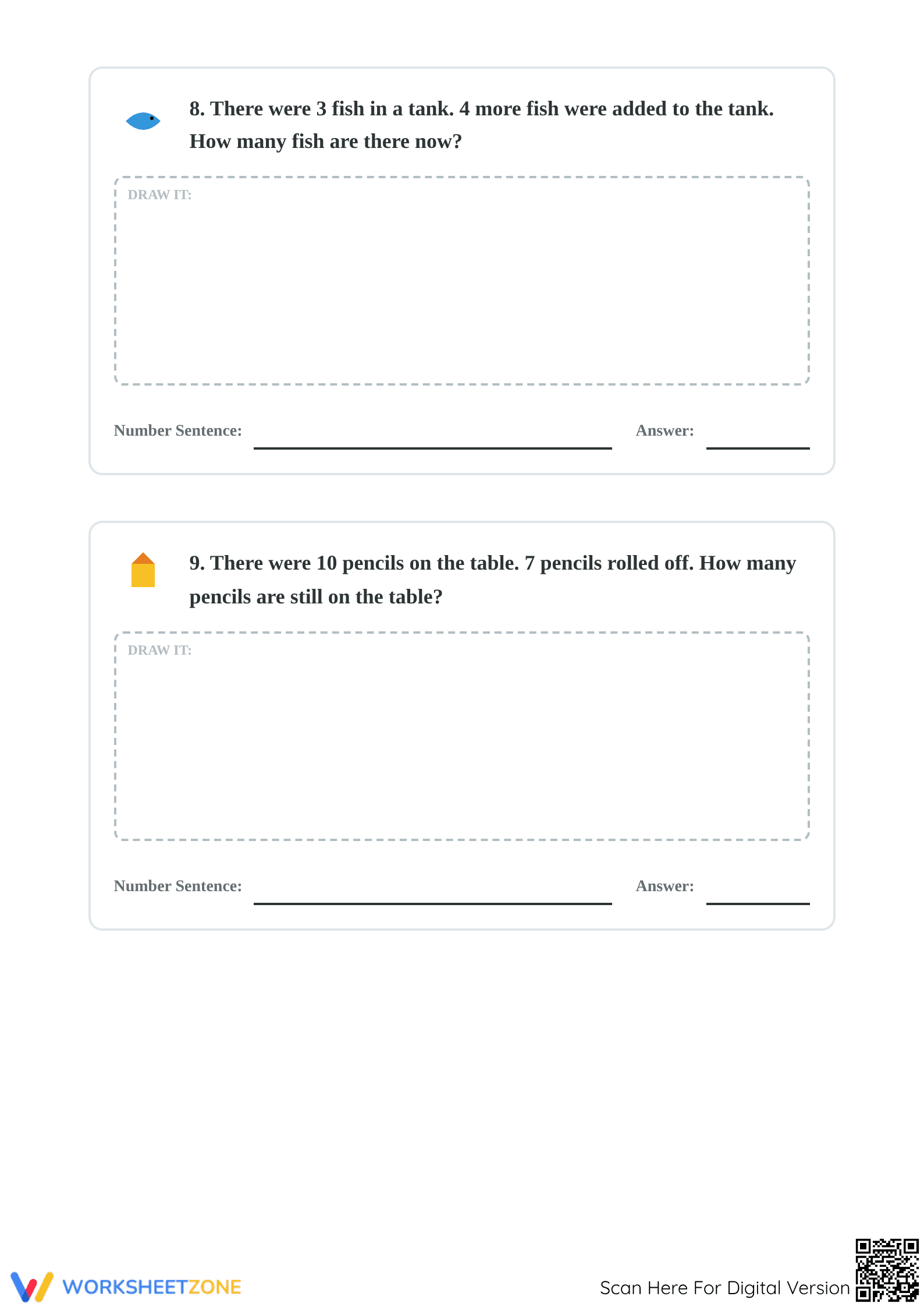 Grade 1 Math Story Problems — Printable No-Prep Worksheet - Page 5