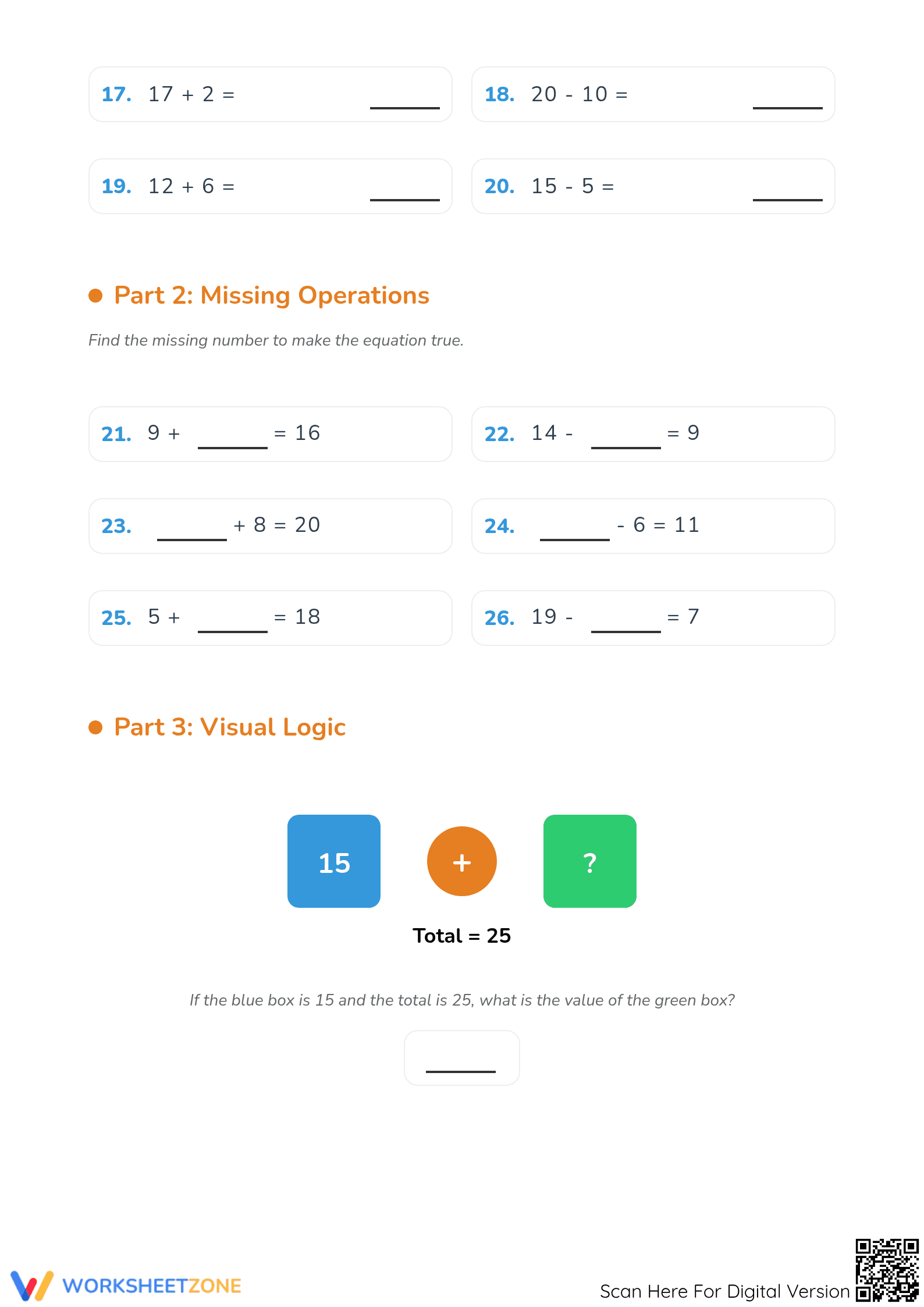 Printable Addition and Subtraction Mastery Worksheet - Page 2