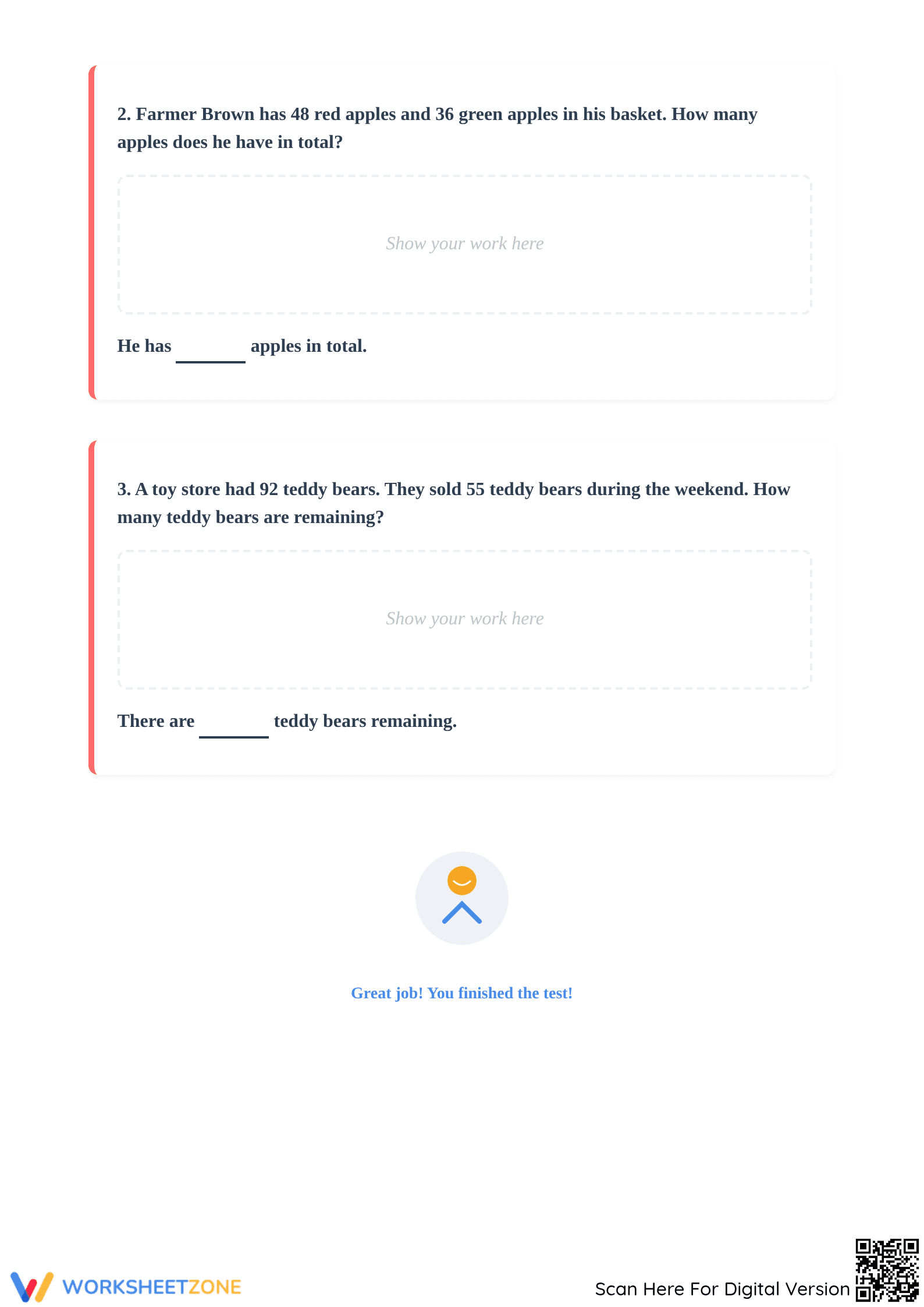 Essential 2.NBT.B.5 Worksheet: Grade 2-3 Math Weekly Test - Page 4