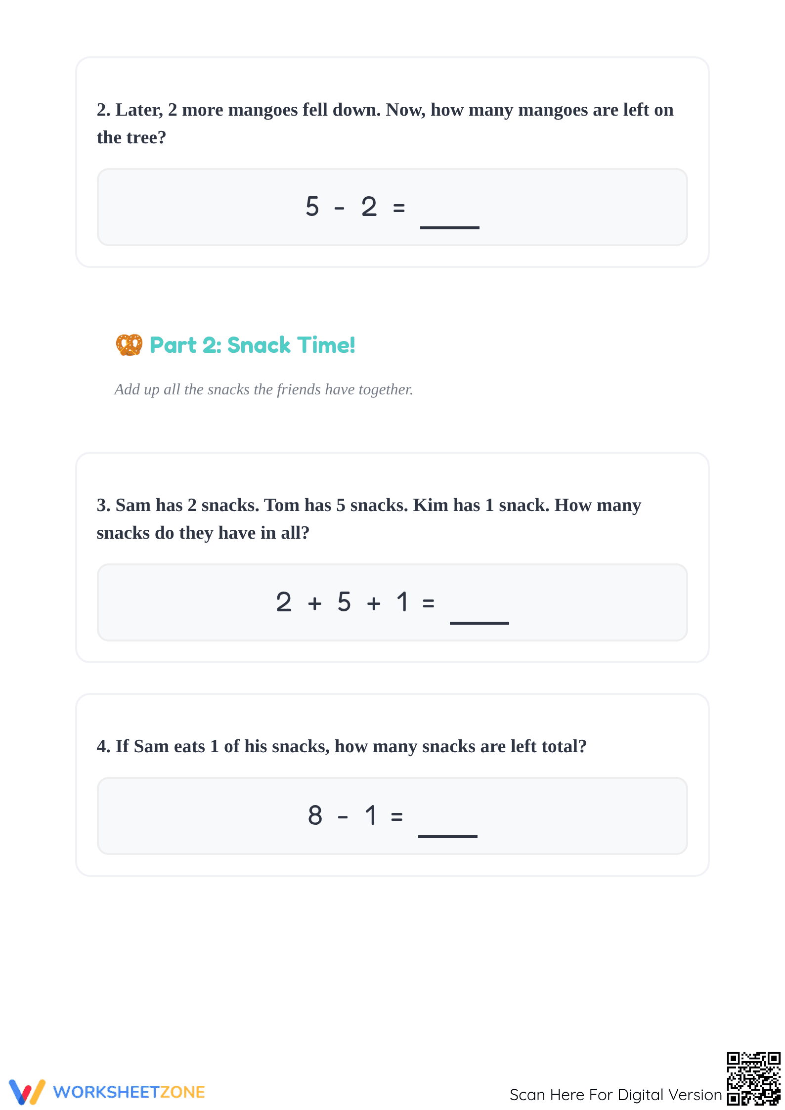 Grade 1 Number 8 Math — Printable No-Prep Worksheet - Page 2