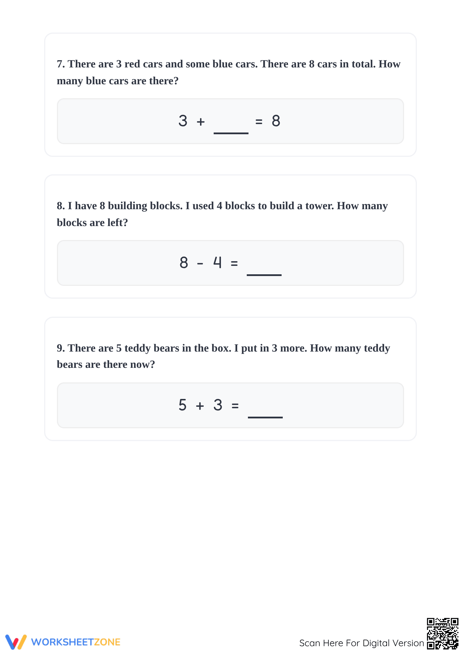 Grade 1 Number 8 Math — Printable No-Prep Worksheet - Page 4