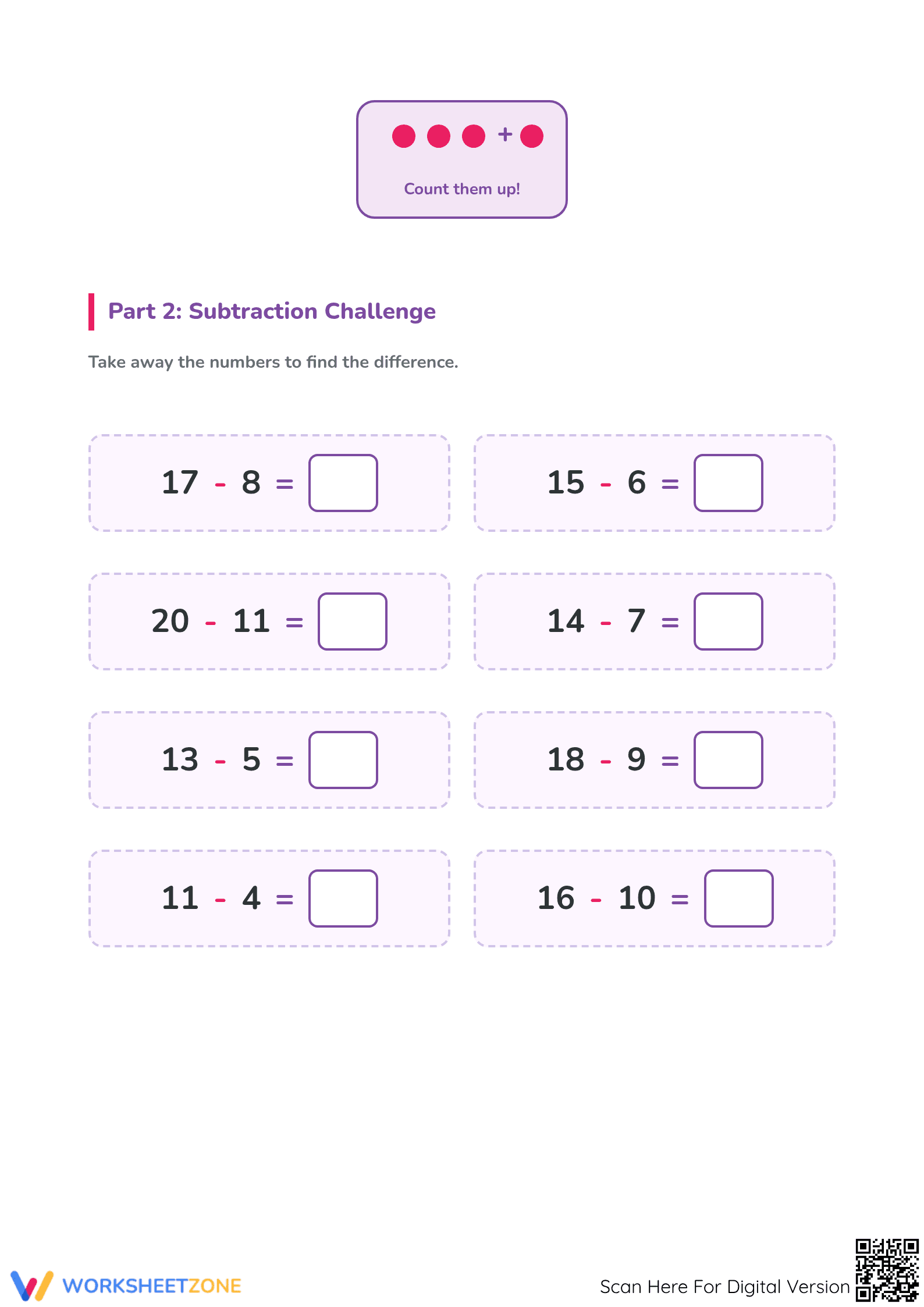 Essential Addition and Subtraction to 20 Exit Ticket - Page 2