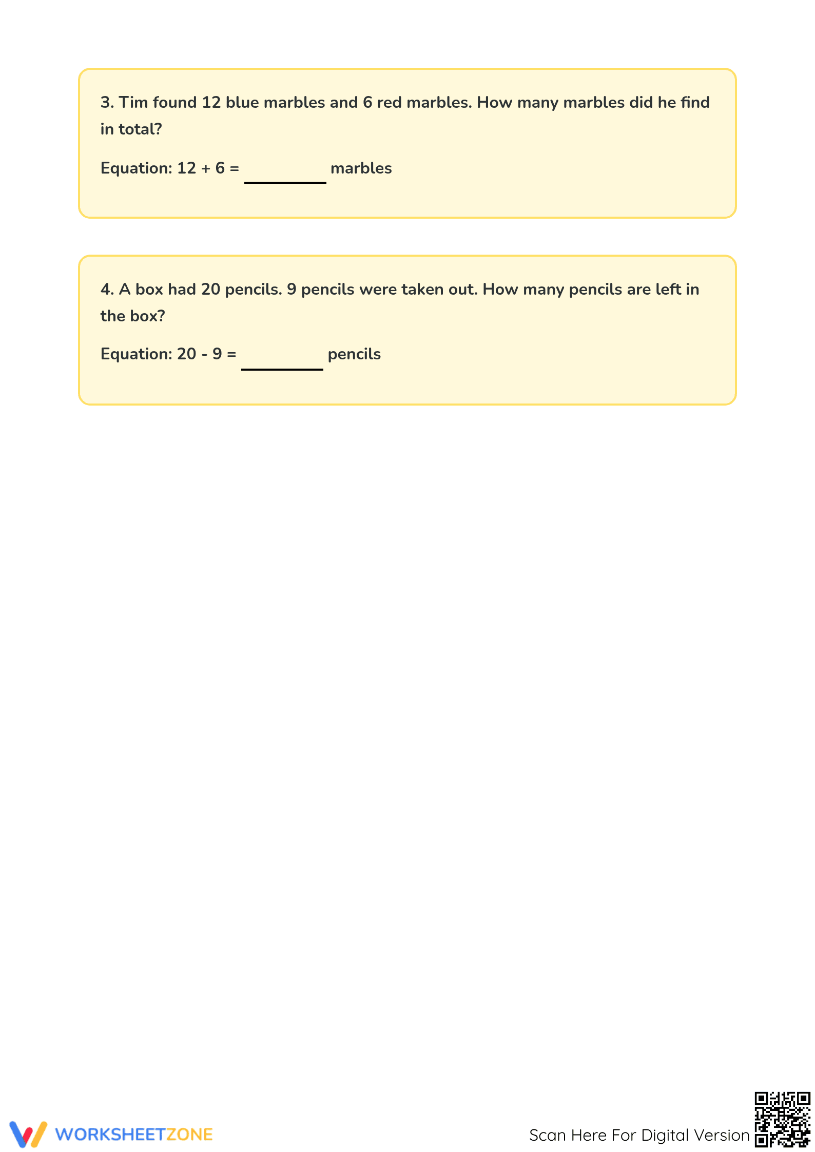 Essential Addition and Subtraction to 20 Exit Ticket - Page 4