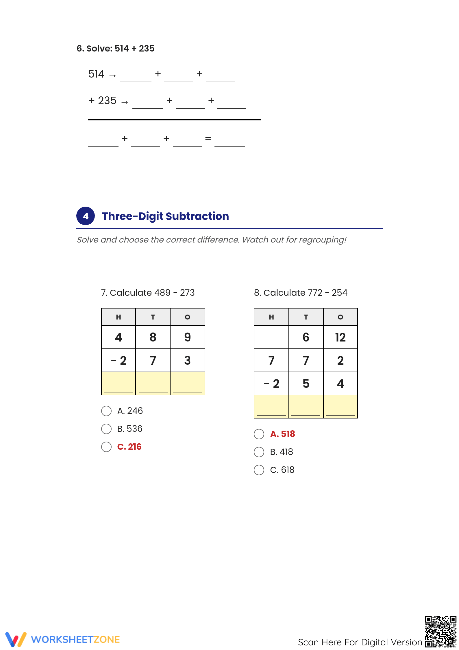 Essential 3-Digit Math Exam: CCSS.MATH.CONTENT.2.NBT.B.7 - Page 3