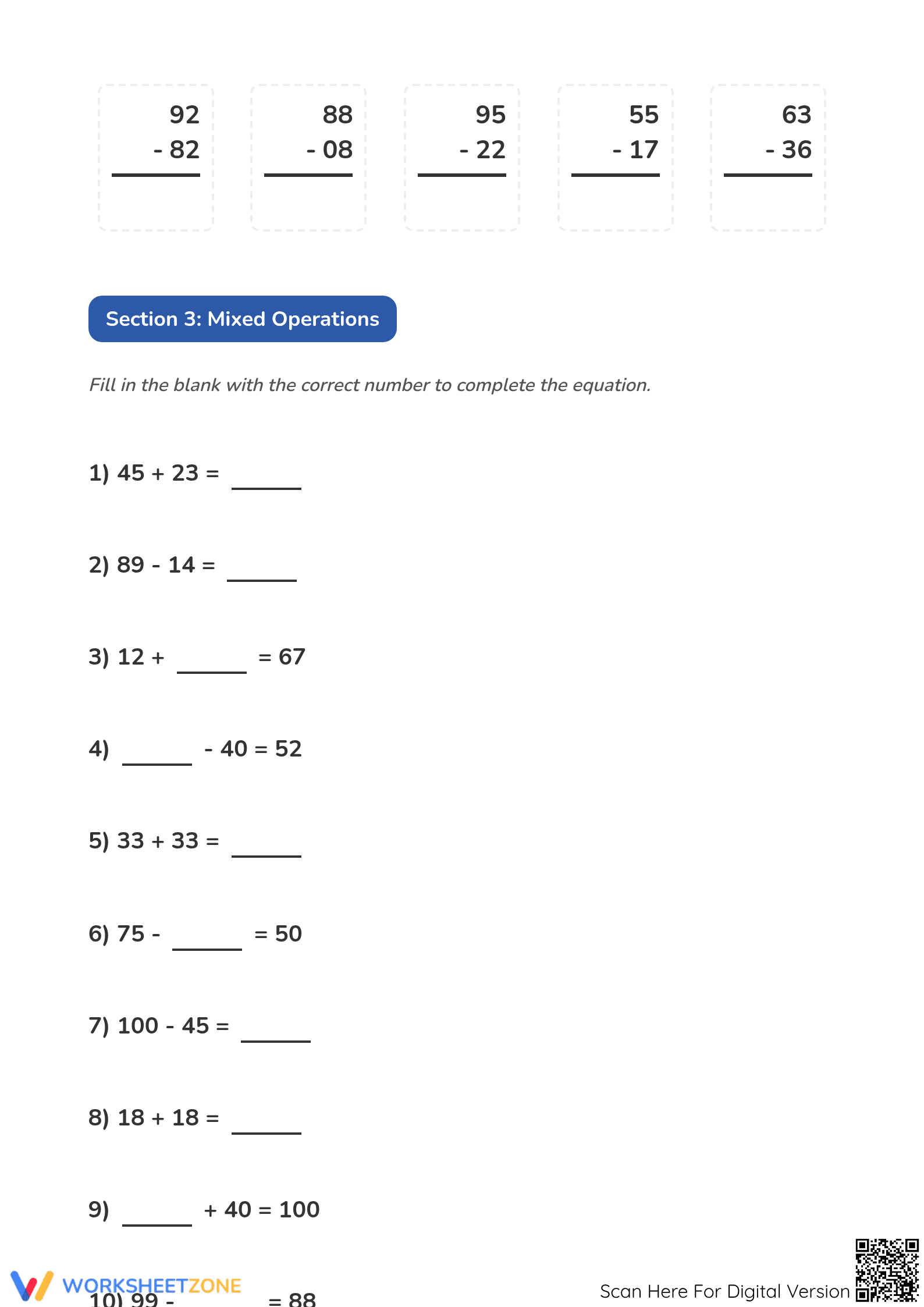 Essential Add & Subtract Within 100 Worksheet | Grade 2 Math - Page 2