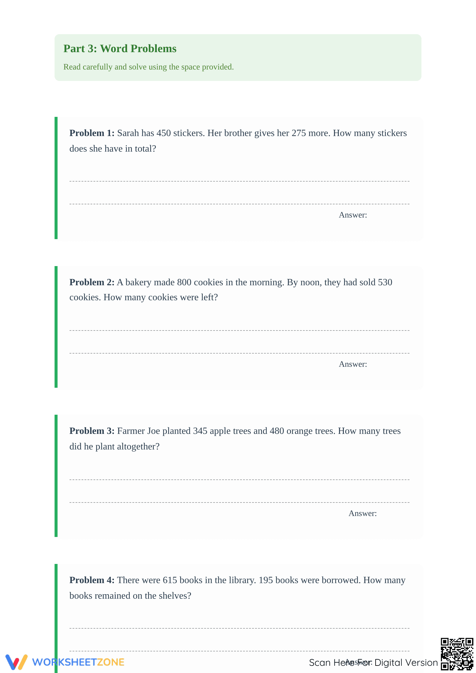 Printable Addition and Subtraction within 1000 Worksheet - Page 3