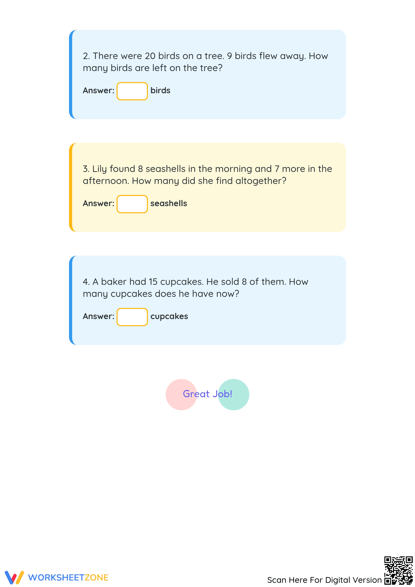 Addition and Subtraction to 20 Worksheet | Ready Math - Page 3