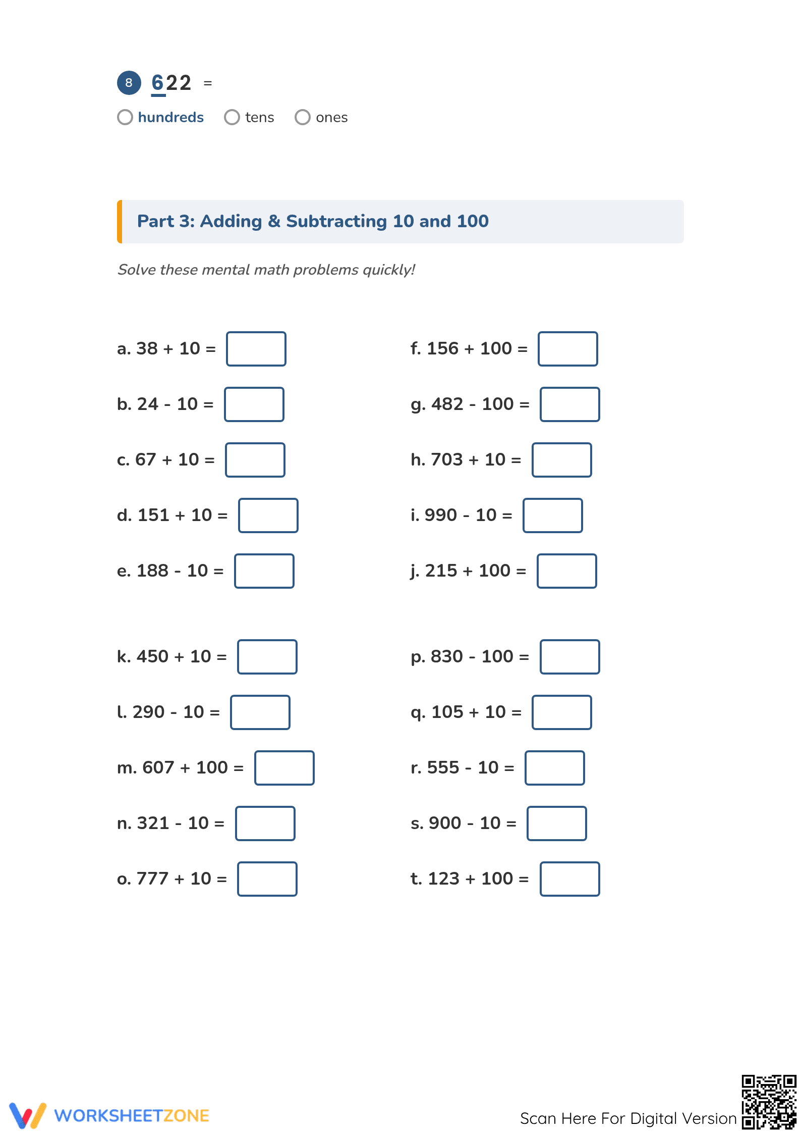 Essential 2.NBT.B.8 Place Value & Mental Math Worksheet - Page 3