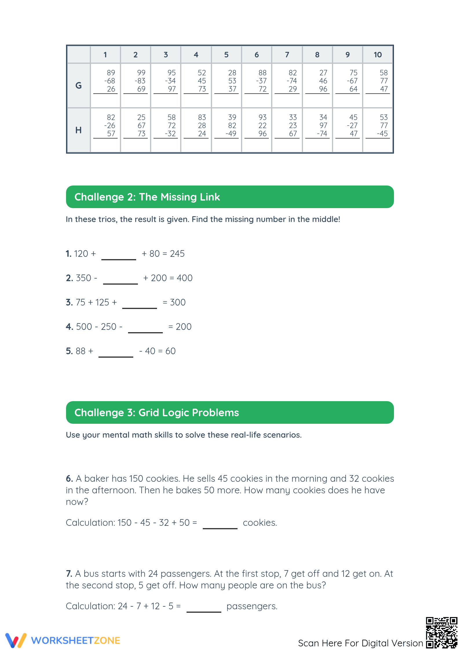 Essential Mental Math Mastery Worksheet | Grades 3-5 - Page 2