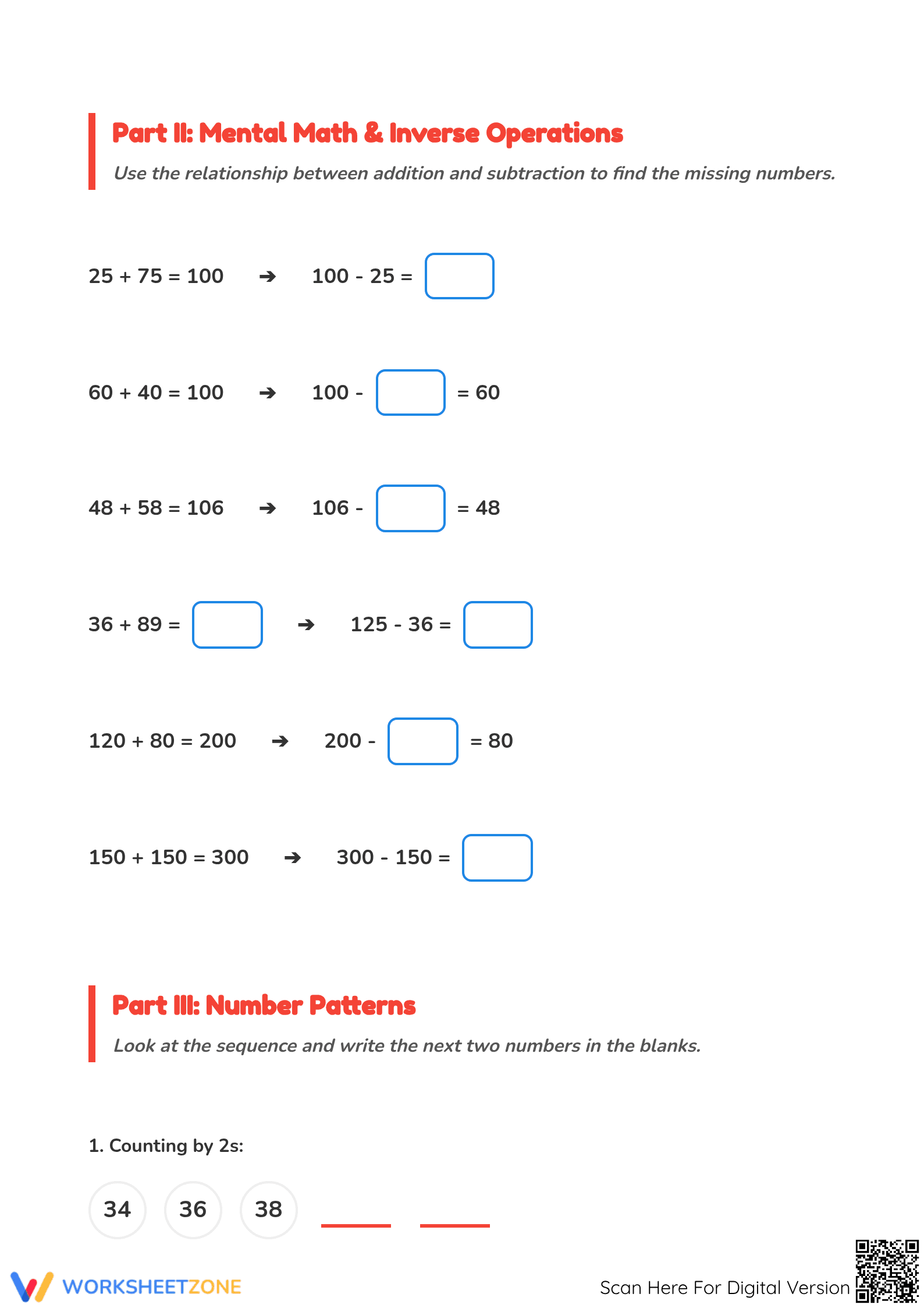 Essential Grade 2 Math: Addition & Subtraction Bridge Worksheet - Page 2