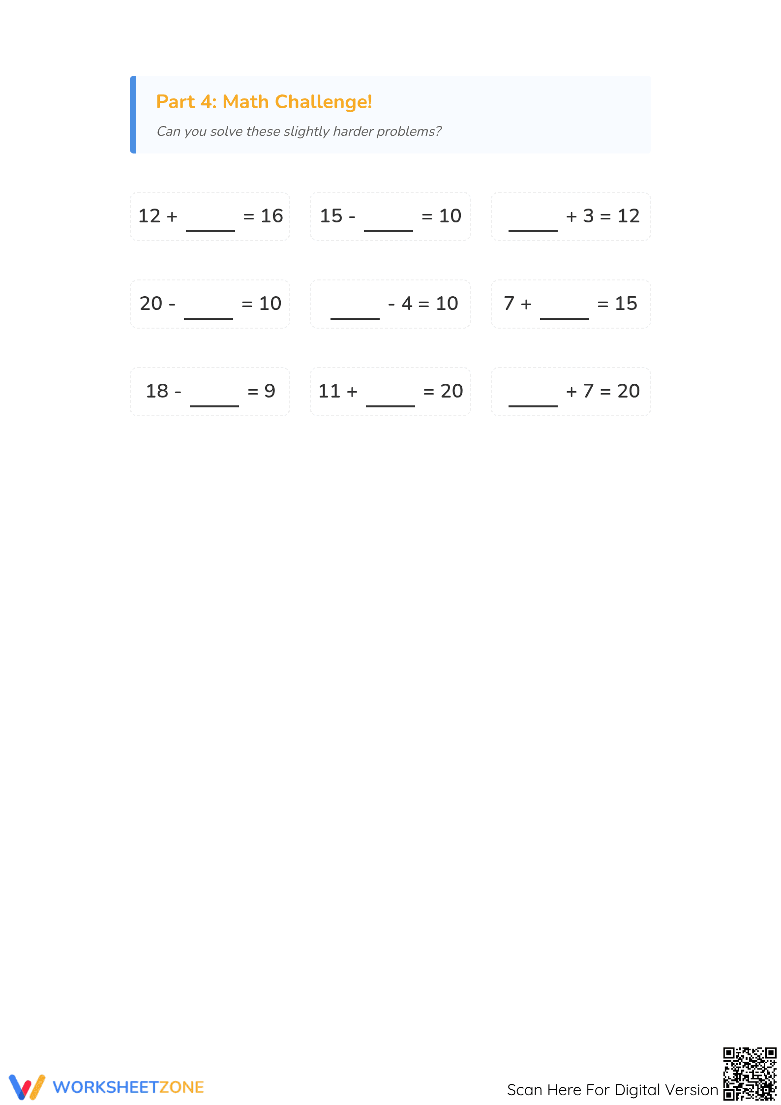 Grade 1 Mixed Operations — Printable No-Prep Worksheet - Page 3