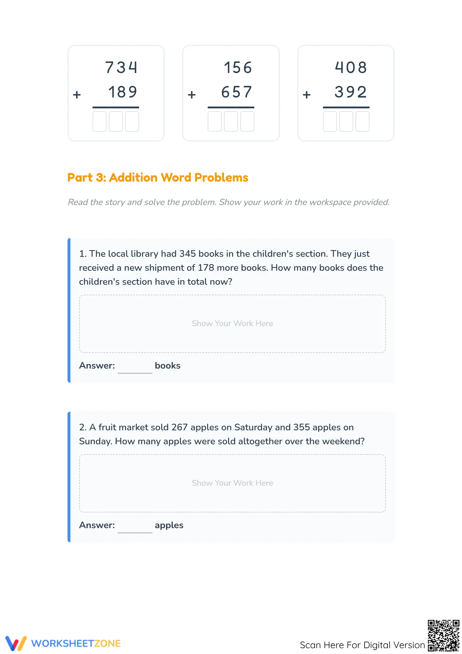 3-Digit Addition with Regrouping | Essential Grade 2-3 Math - Page 3