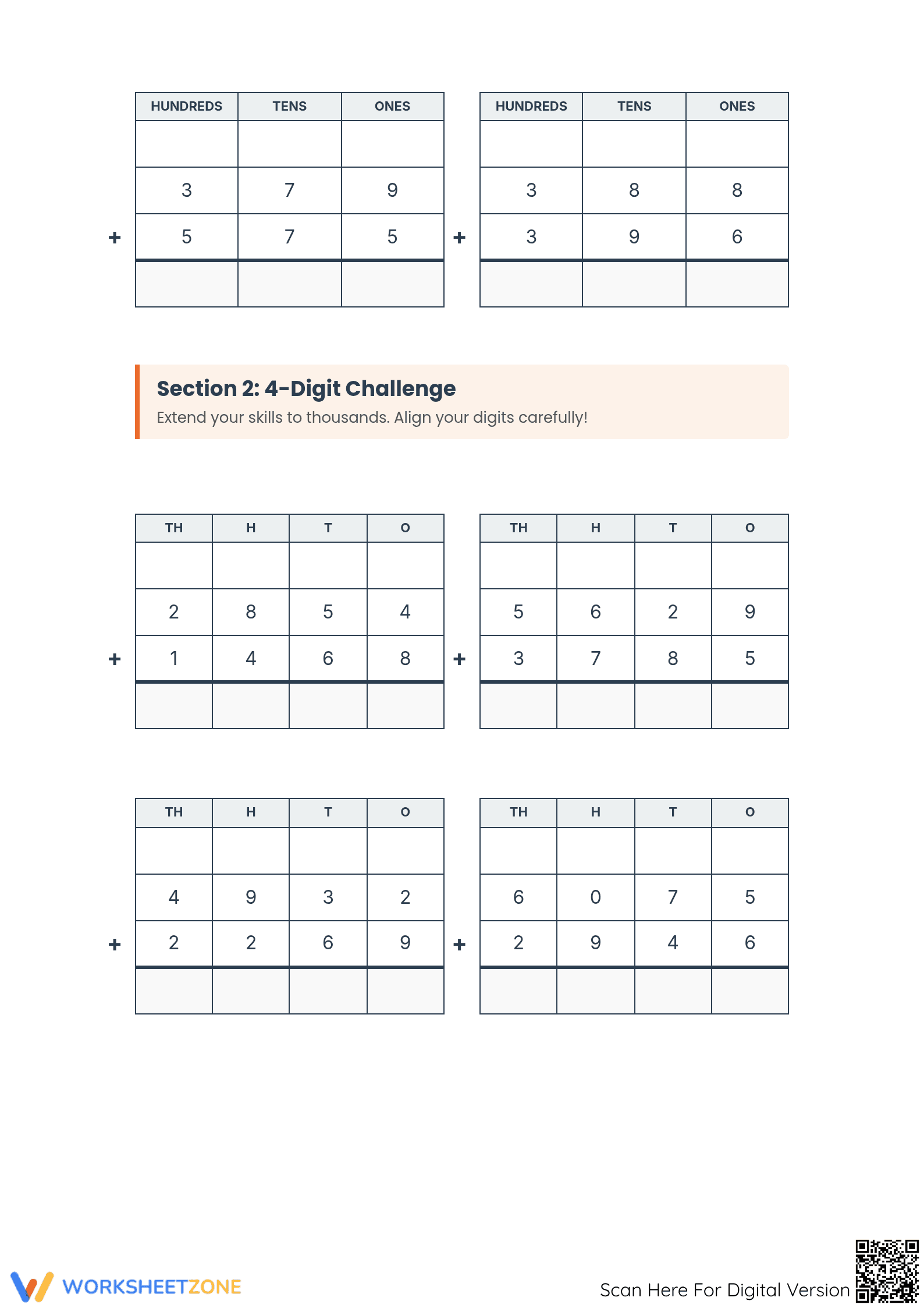 Essential Addition with Regrouping & Decimals Worksheet - Page 2