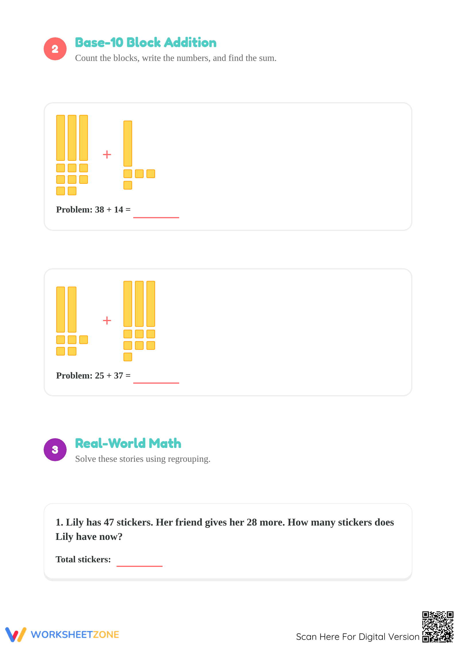 Essential Grade 2 Addition with Regrouping Worksheet - Page 3