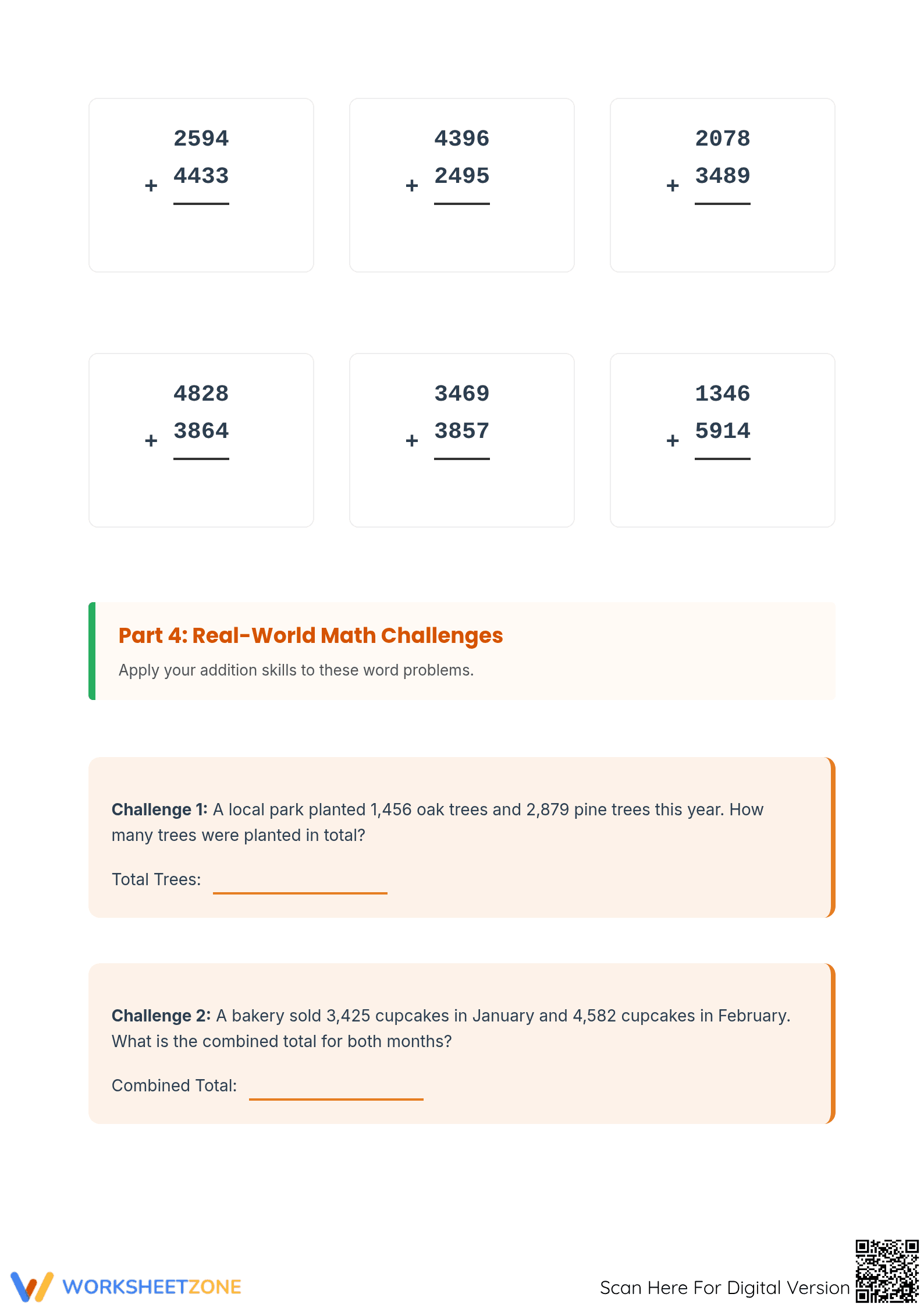 Regrouping Addition Worksheet | Essential Grade 4 Math - Page 3